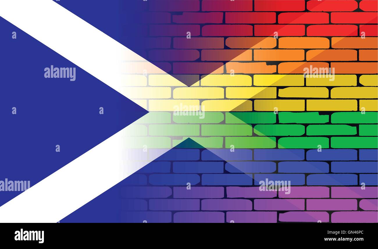 Gay Rainbow Wall Scotland Flag Stock Vector