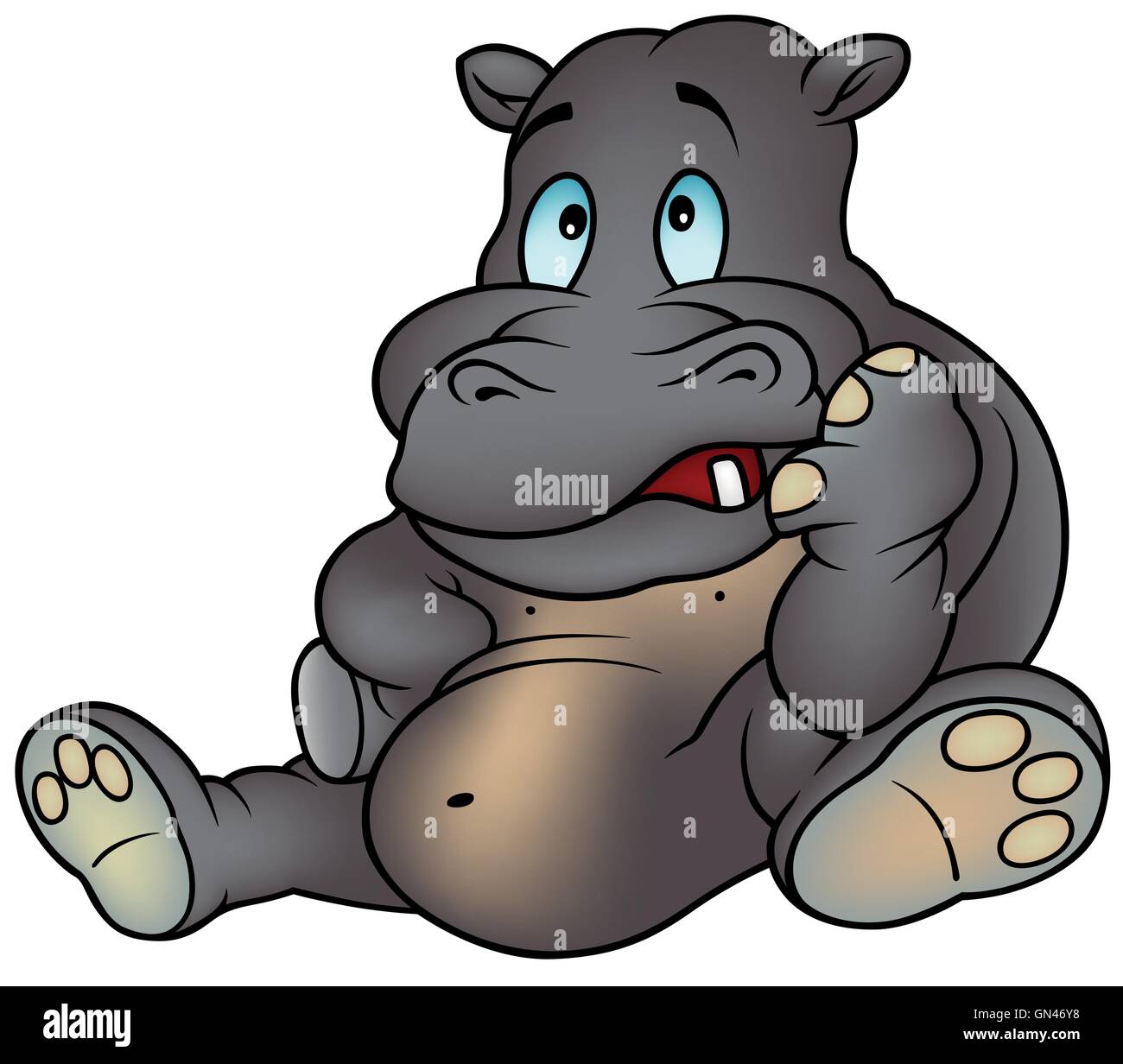 Foolish Hippo Sitting Stock Vector