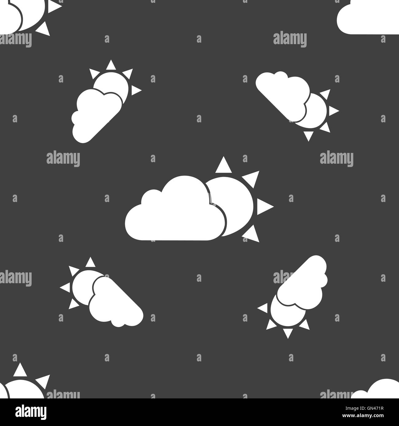 weather icon sign. Seamless pattern on a gray background. Vector Stock ...