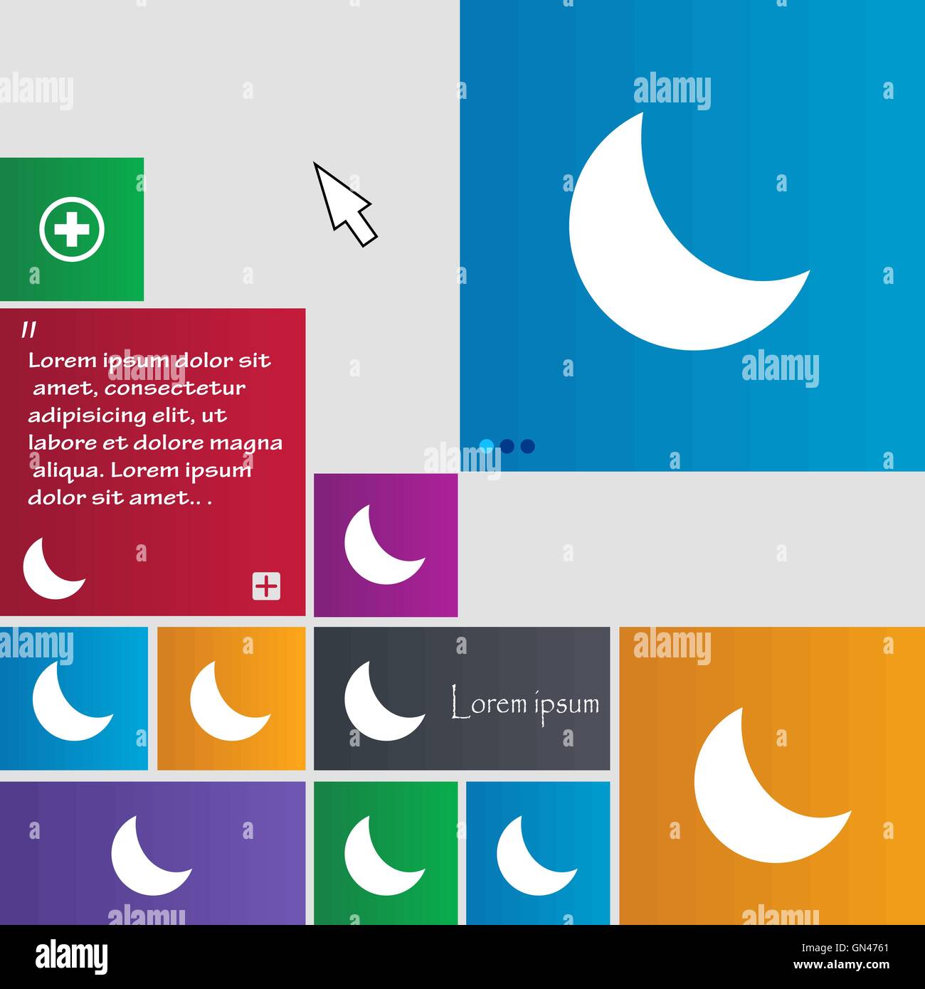 moon icon sign. buttons. Modern interface website buttons with cursor ...