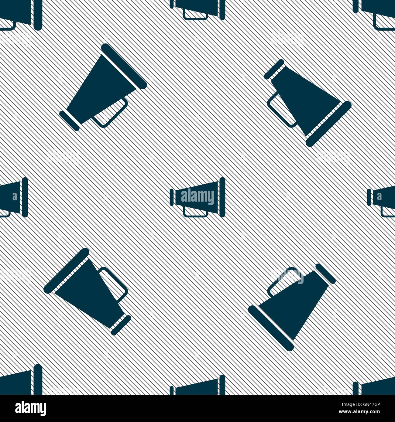Gramophone web icon sign. Seamless pattern with geometric texture ...