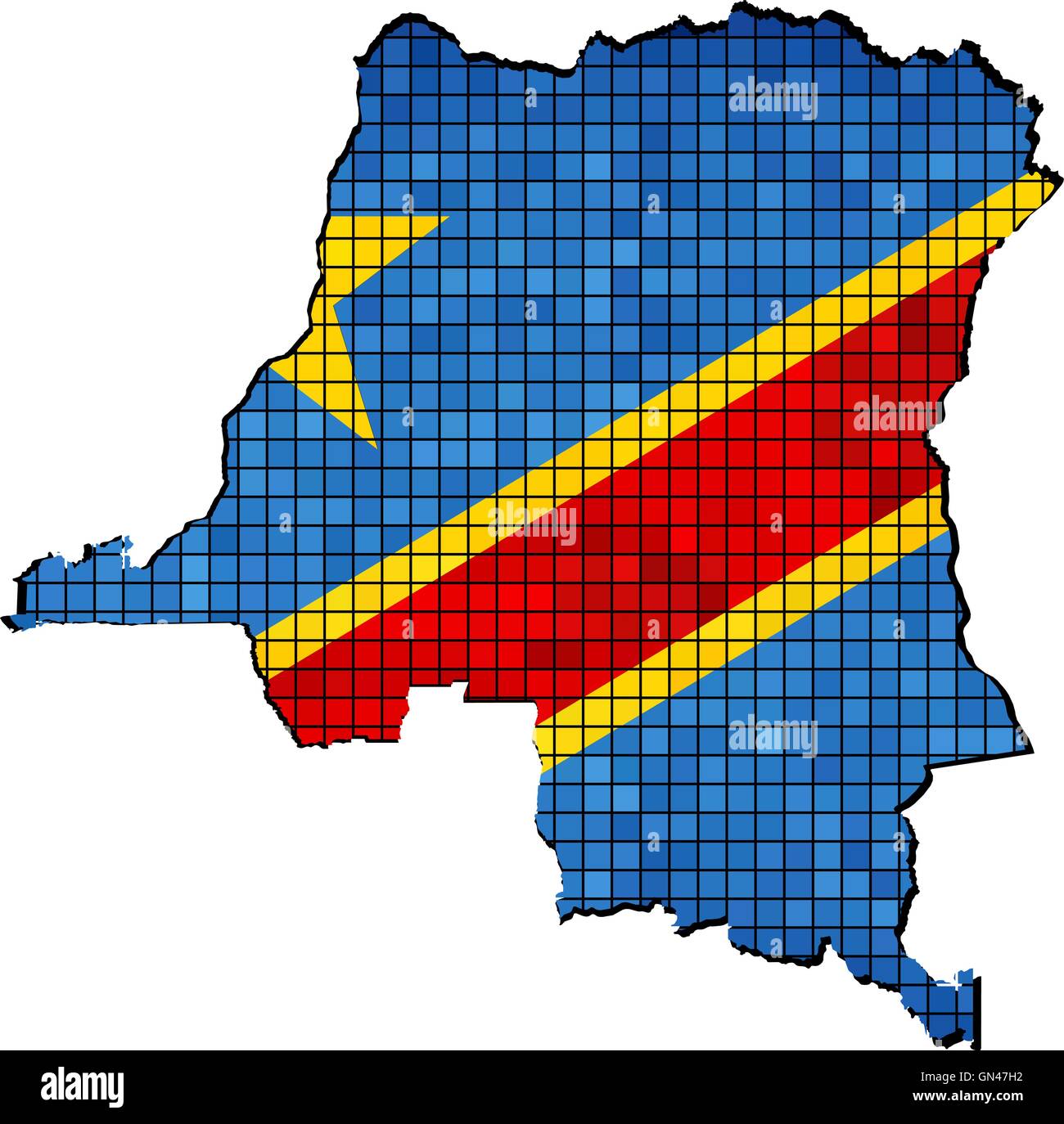 Democratic Republic of the Congo map with flag inside Stock Vector