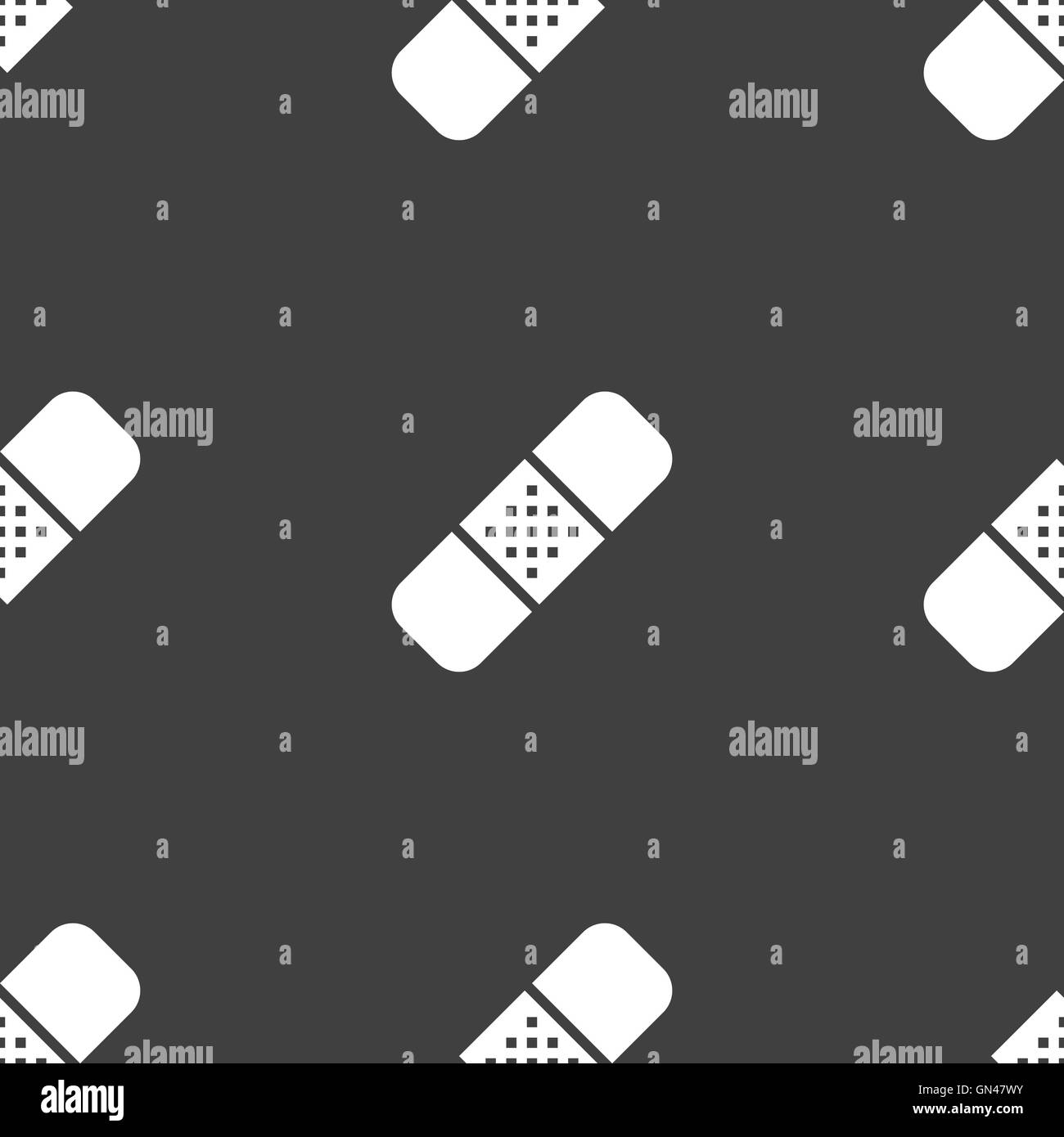 Plaster icon sign. Seamless pattern on a gray background. Vector Stock ...