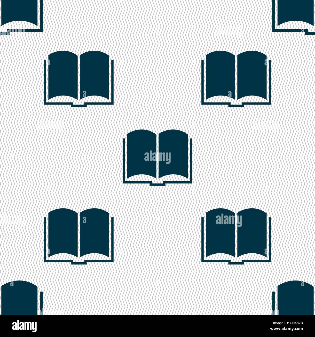 Book icon sign. Seamless pattern with geometric texture. Vector Stock ...