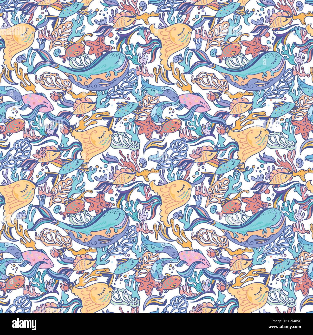Sea Pattern Fish Pattern Star fish flower Stock Vector Images - Alamy