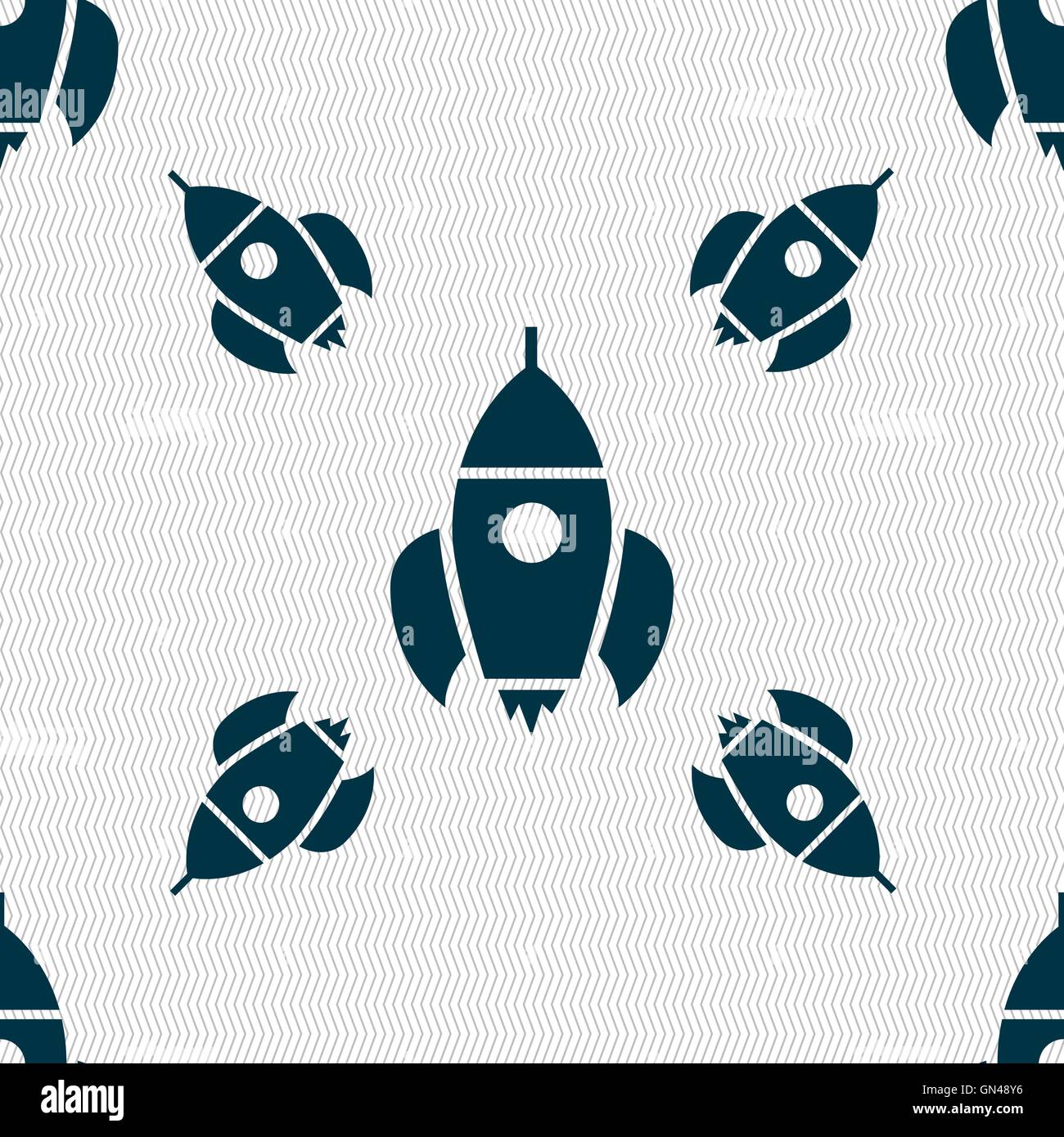 Rocket icon sign. Seamless pattern with geometric texture. Vector Stock ...