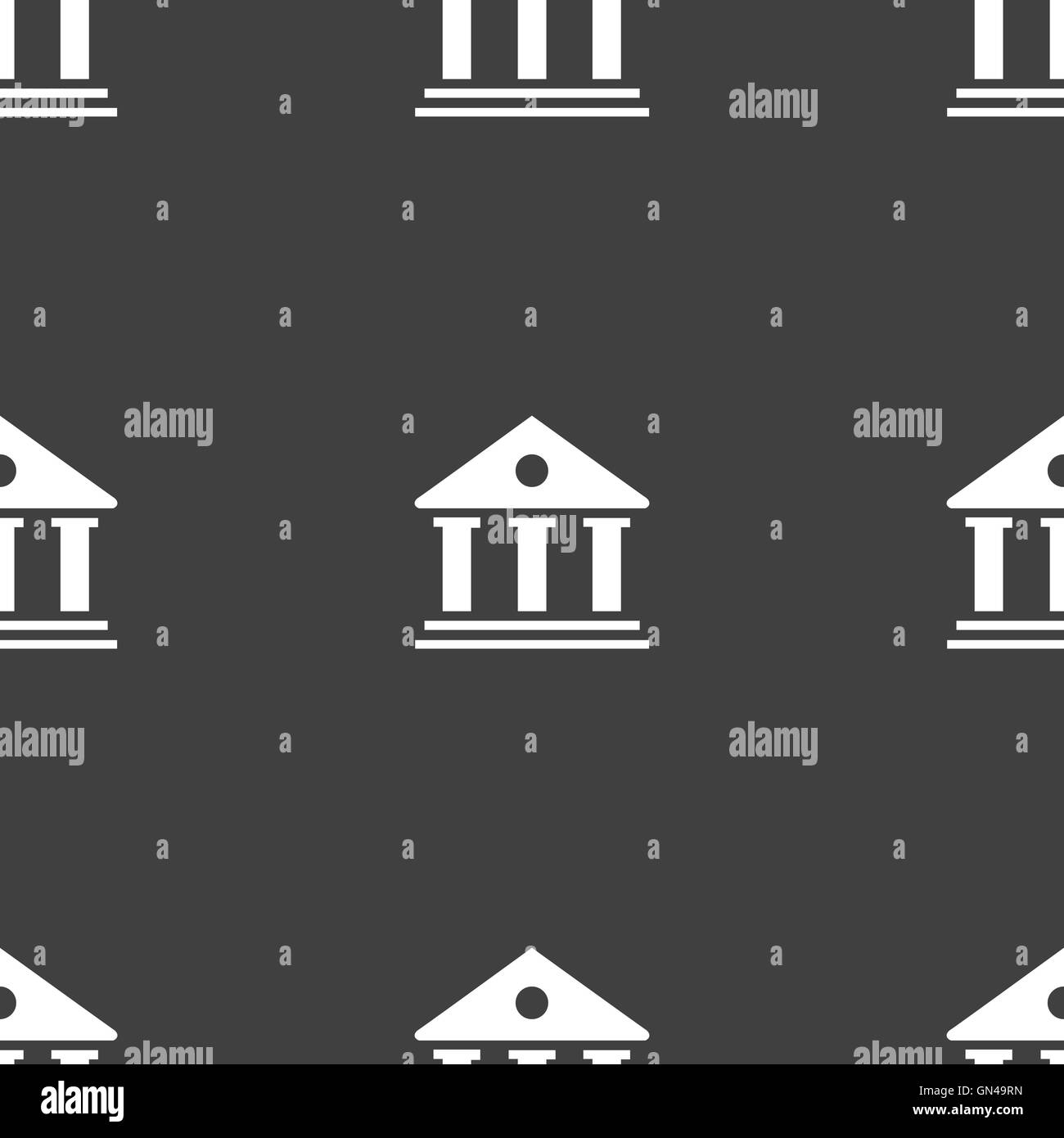 bank icon sign. Seamless pattern on a gray background. Vector Stock ...