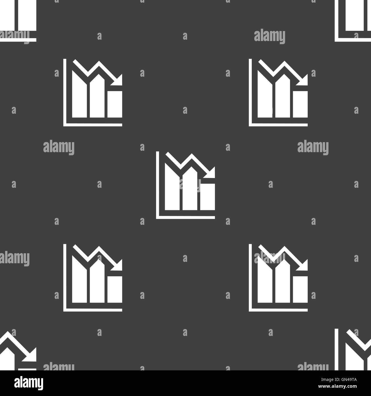 histogram icon sign. Seamless pattern on a gray background. Vector ...