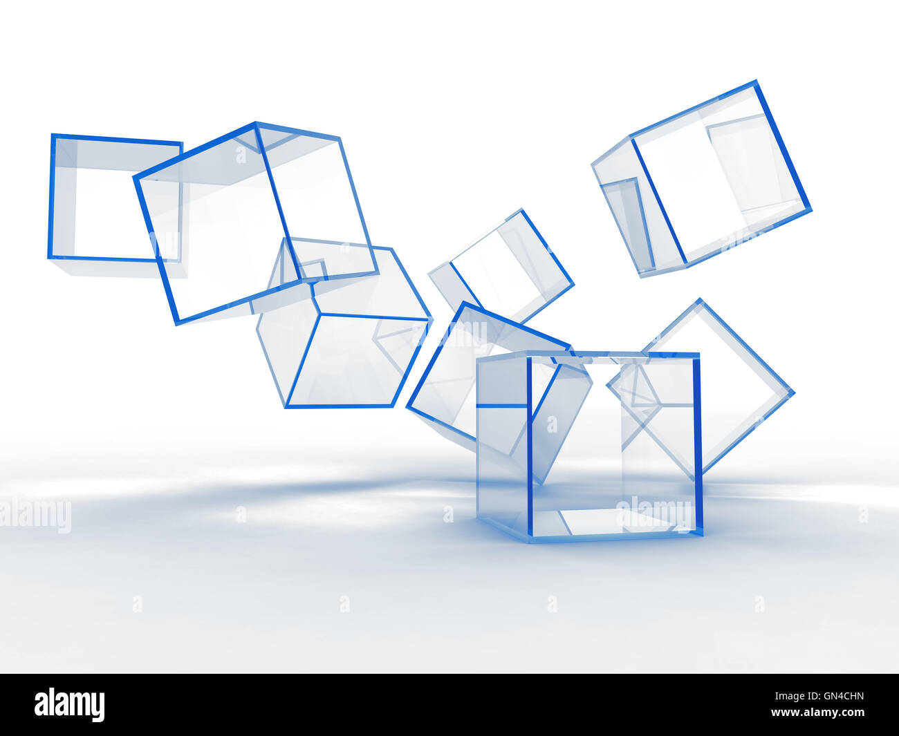 Abstract glass blue cubes Stock Photo