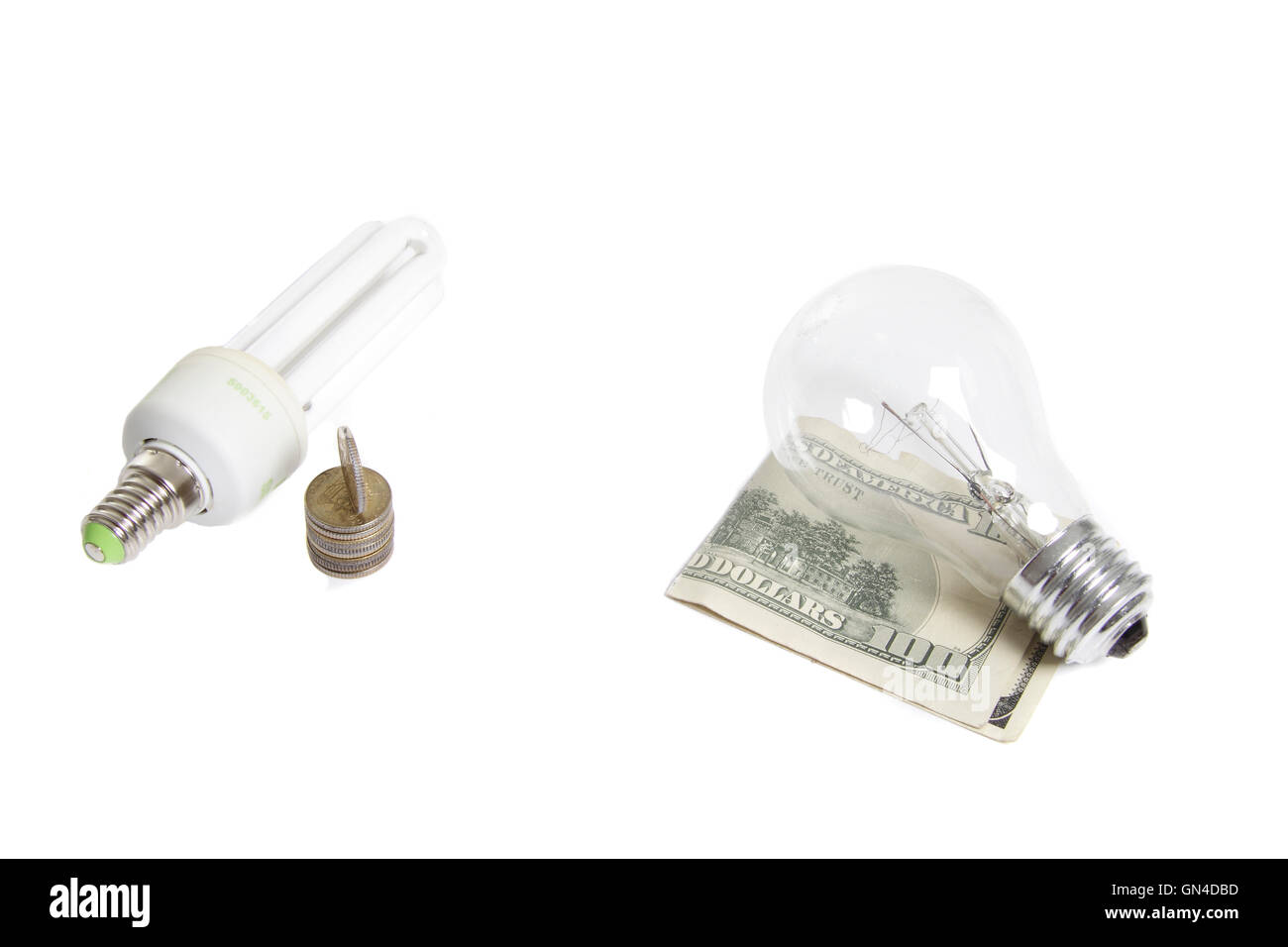 Hand holding energy saving Cut Out Stock Images & Pictures - Alamy