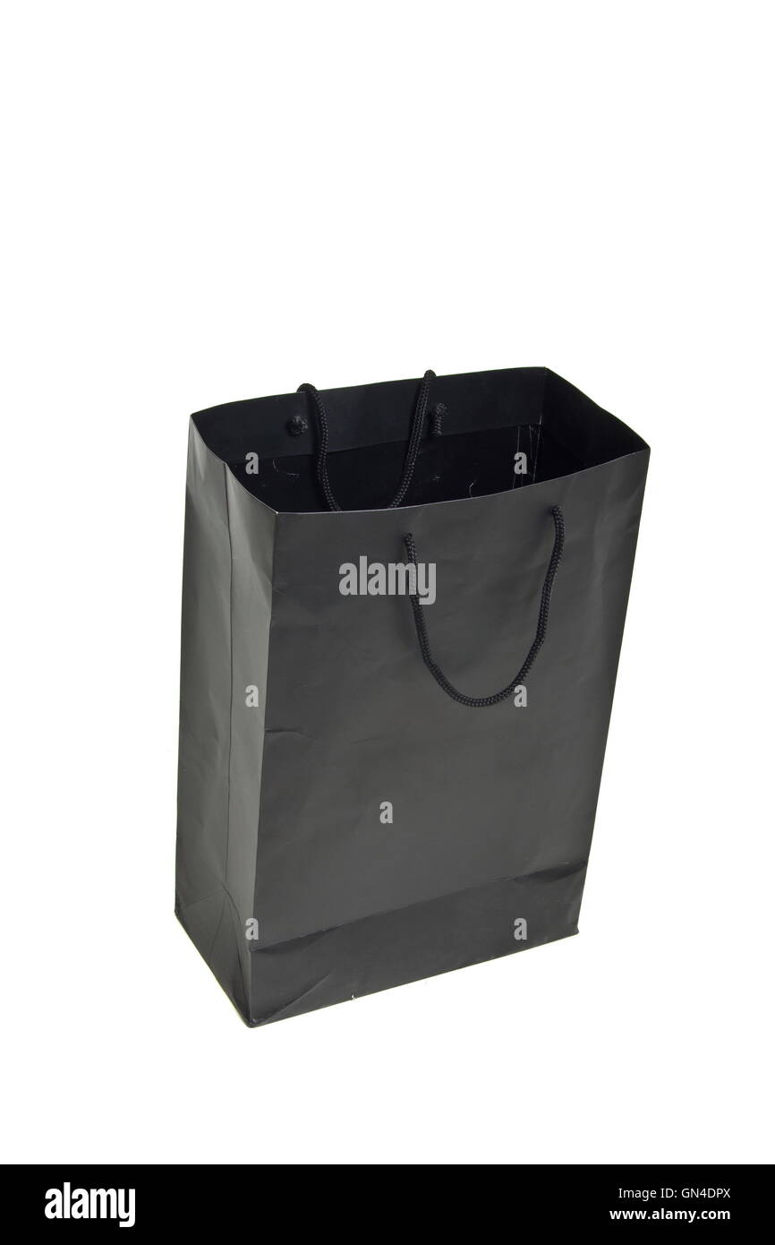 black empty shopping bag on white Stock Photo - Alamy