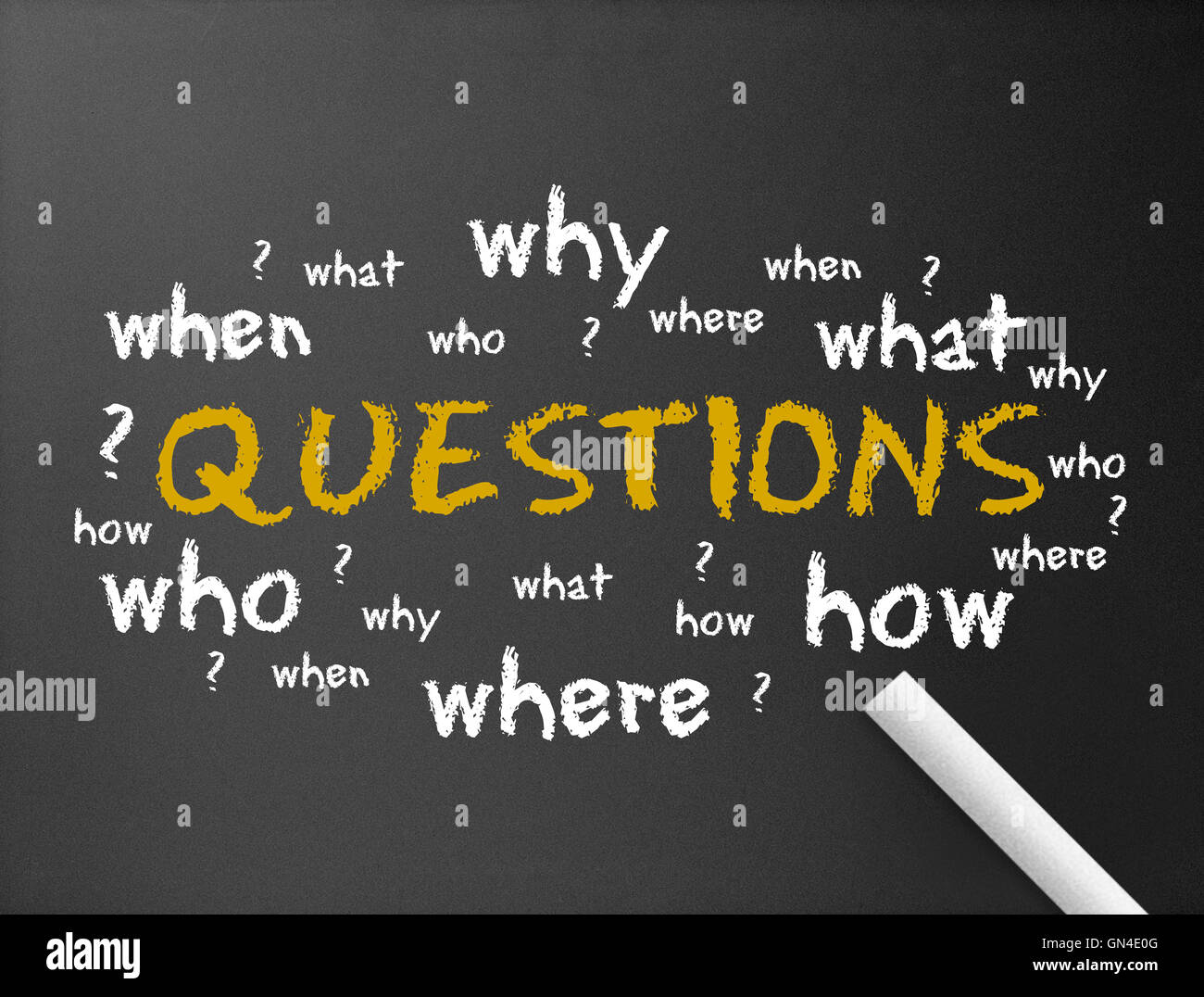 Chalkboard Questions Stock Photo Alamy