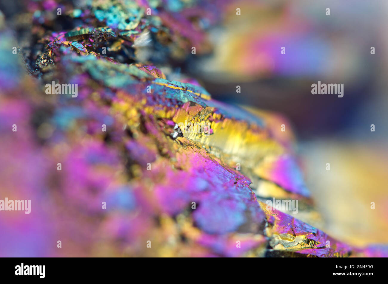 Abstract colorful metal Titanizing Quartz, Multi-coloured Background. Macro Stock Photo
