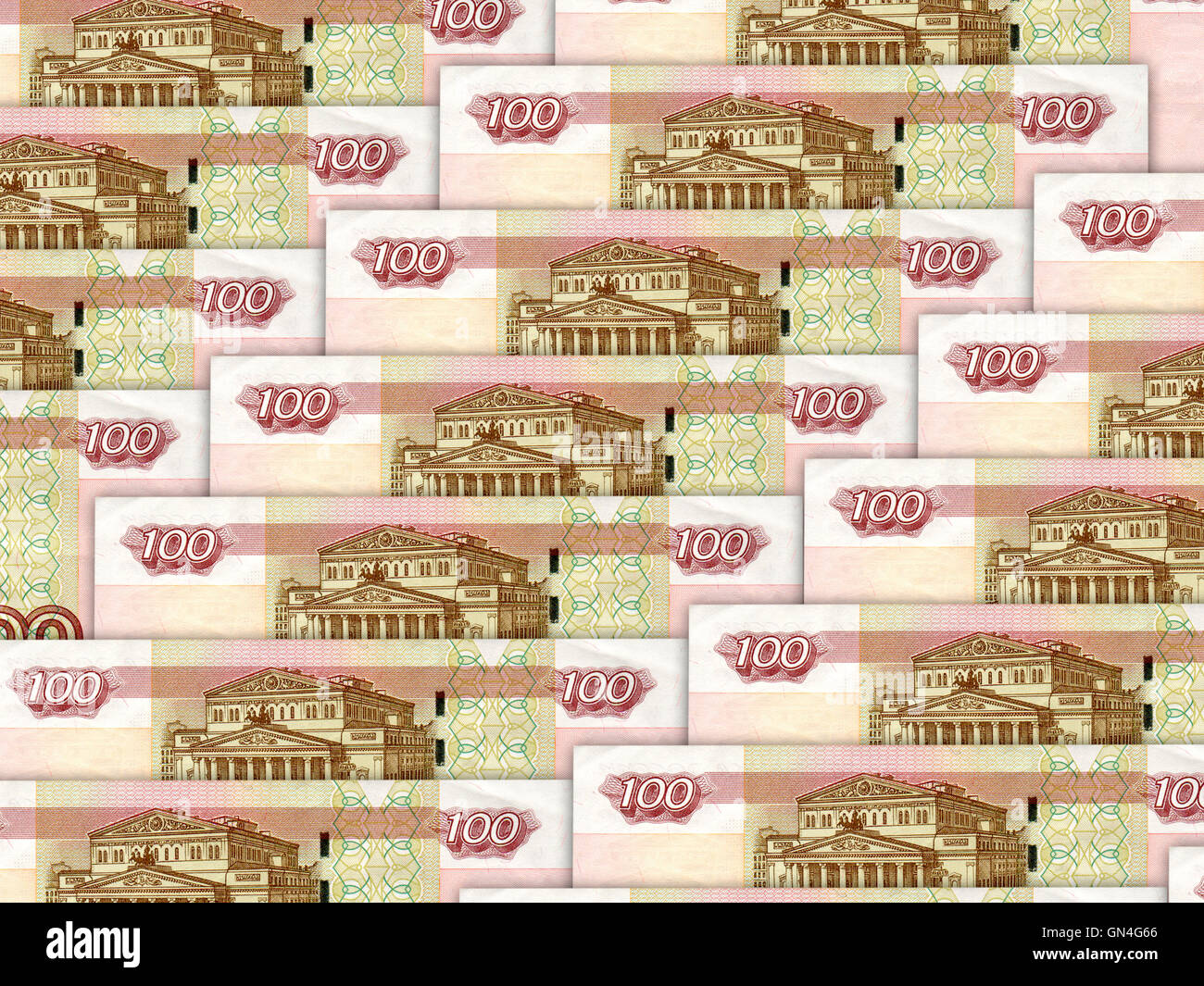 Background of money pile 100 russian rouble bills Stock Photo