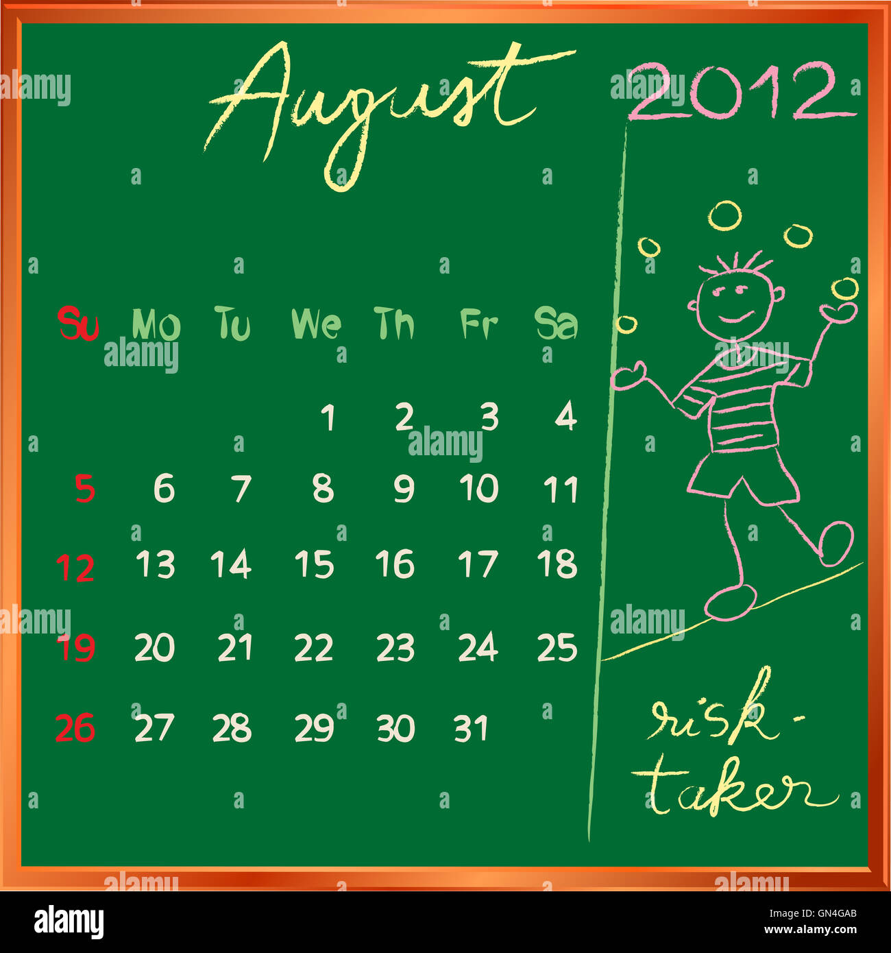 2012 August Background Calendar High Resolution Stock Photography And Images Alamy