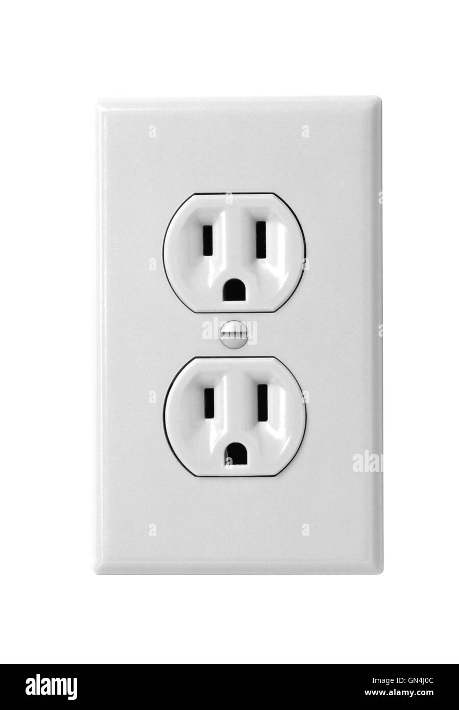 white electric wall outlet receptacle Stock Photo Alamy