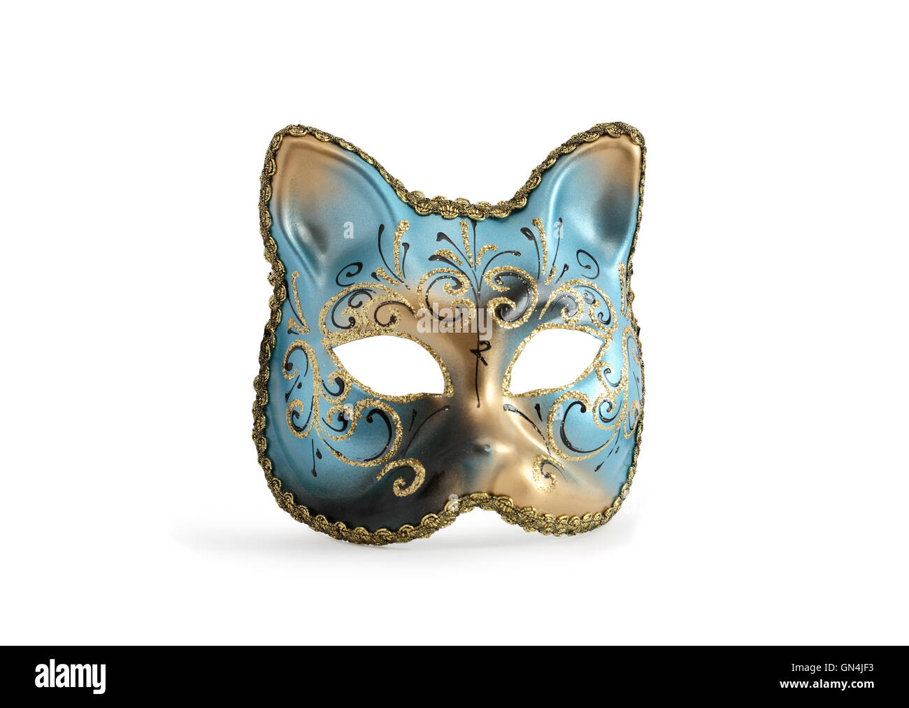 Gold Cat  tradition venetian papier mache mask for sale