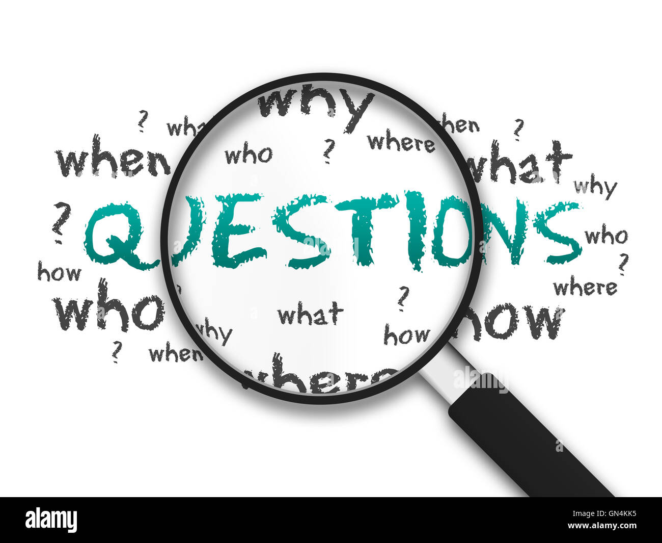 Magnifying Glass Questions Stock Photo Alamy