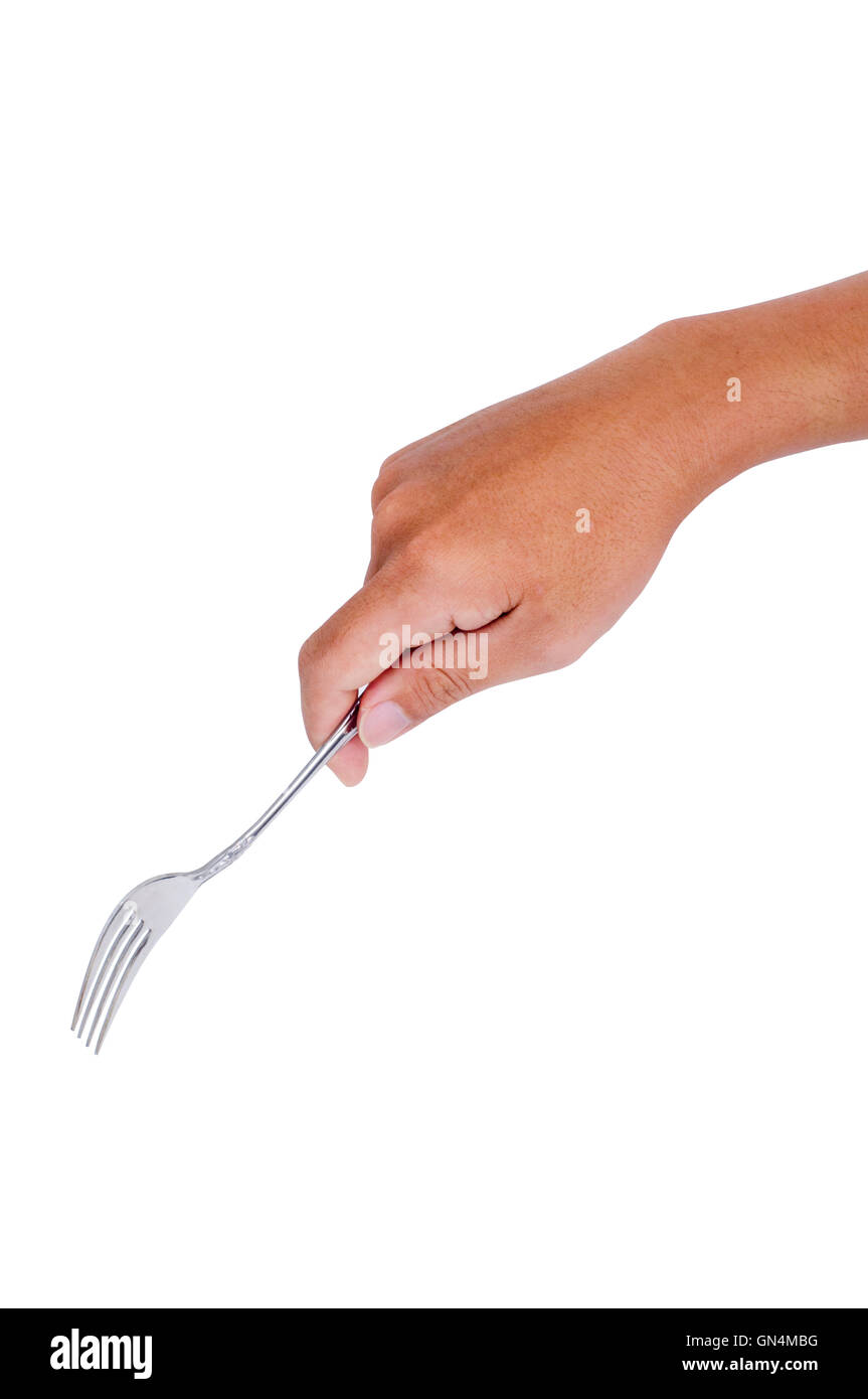 hand holding a fork Stock Photo Alamy