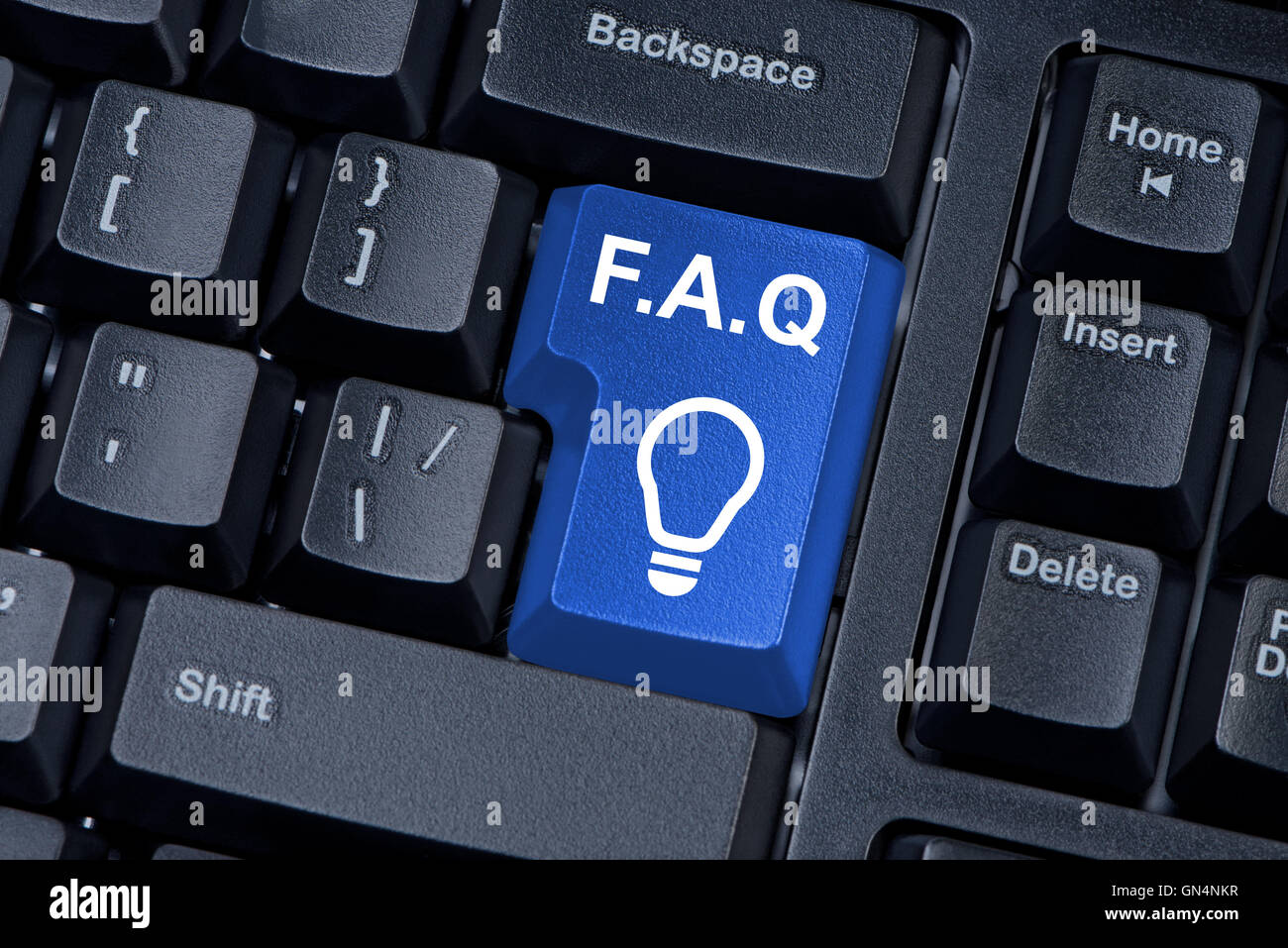 Fq Button Blue button computer keyboard F.A.Q. internet concept Stock Photo - Alamy
