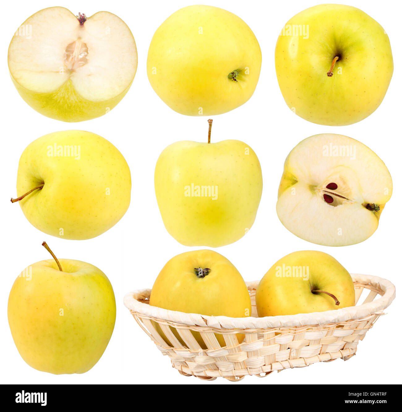 Abstract set of fresh yellow apples Stock Photo