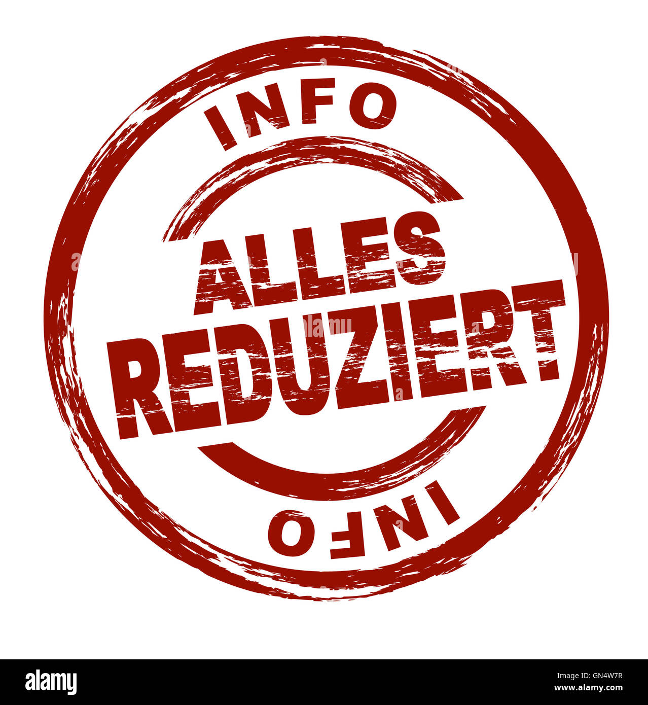Stamp - alles reduziert (Engl.: everything is reduced now) Stock Photo