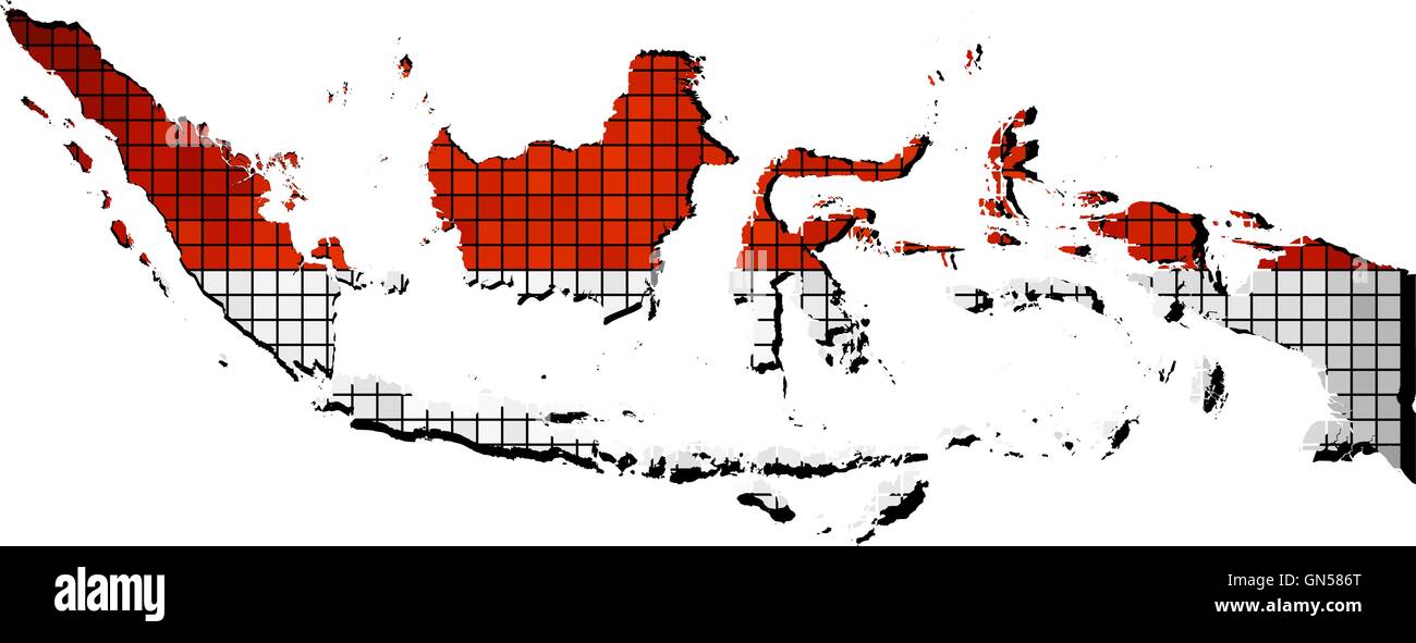 Indonesia map with flag inside Stock Vector