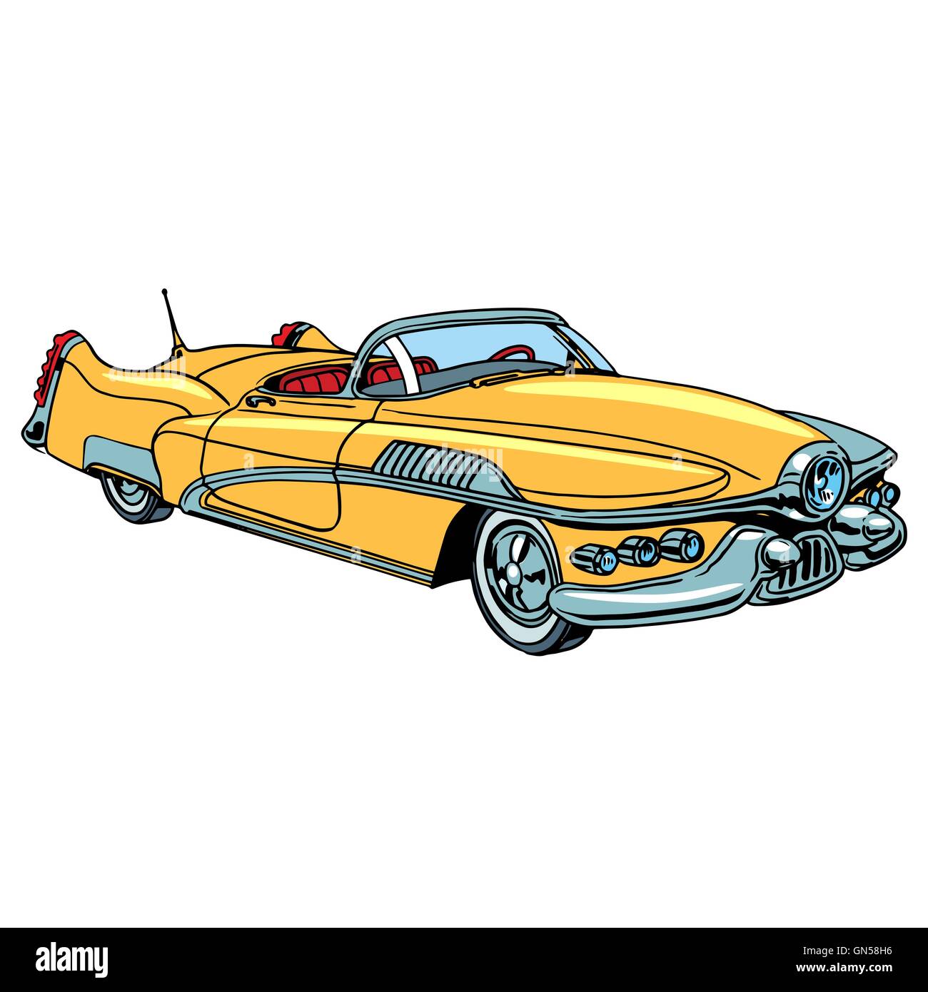 Vintage yellow car Stock Vector Images - Alamy