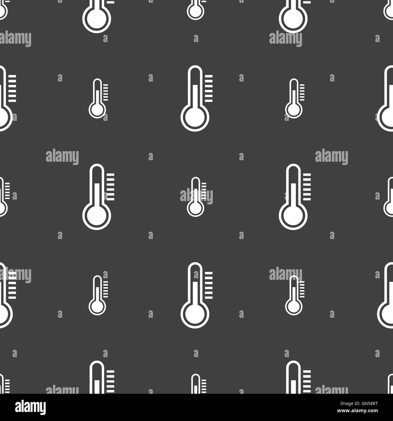Thermometer icon sign. Seamless pattern on a gray background. Vector Stock Vector