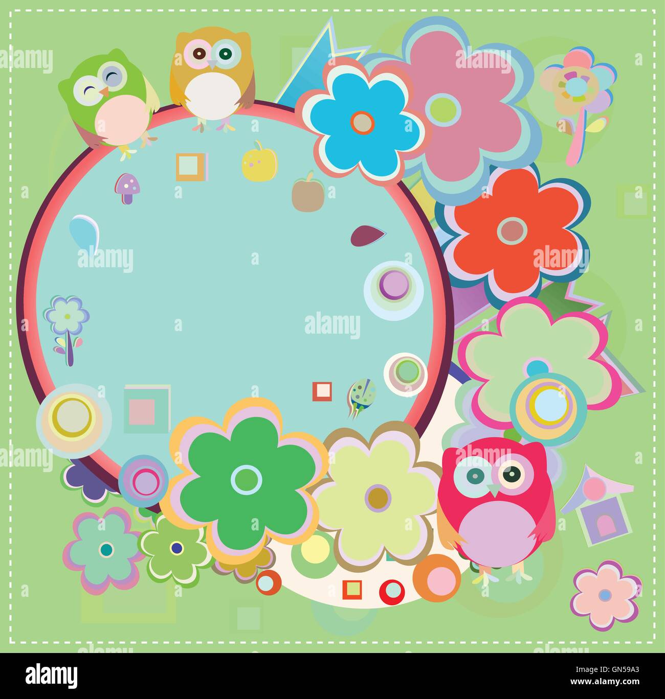 Background with owl and flowers. invitation card vector Stock Vector ...