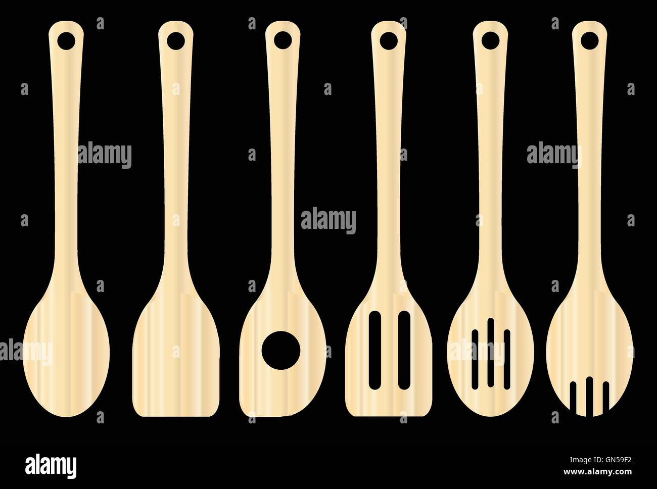 Wooden Kitchen Tools Stock Vector Image & Art Alamy