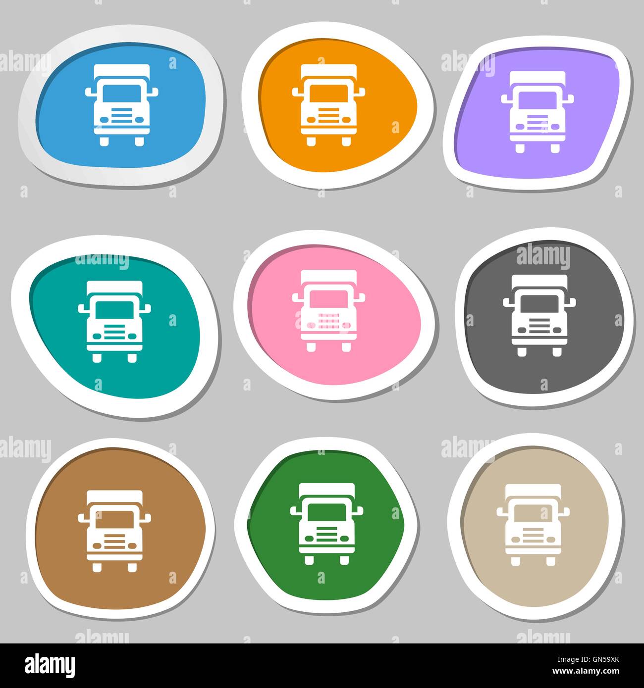 Transport truck symbols. Multicolored paper stickers. Vector Stock ...