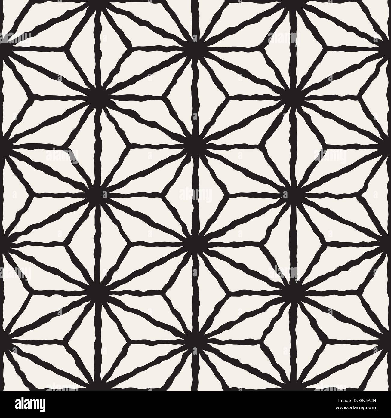 Vector Seamless Black And White Hand Painted Line Geometric Triangle ...