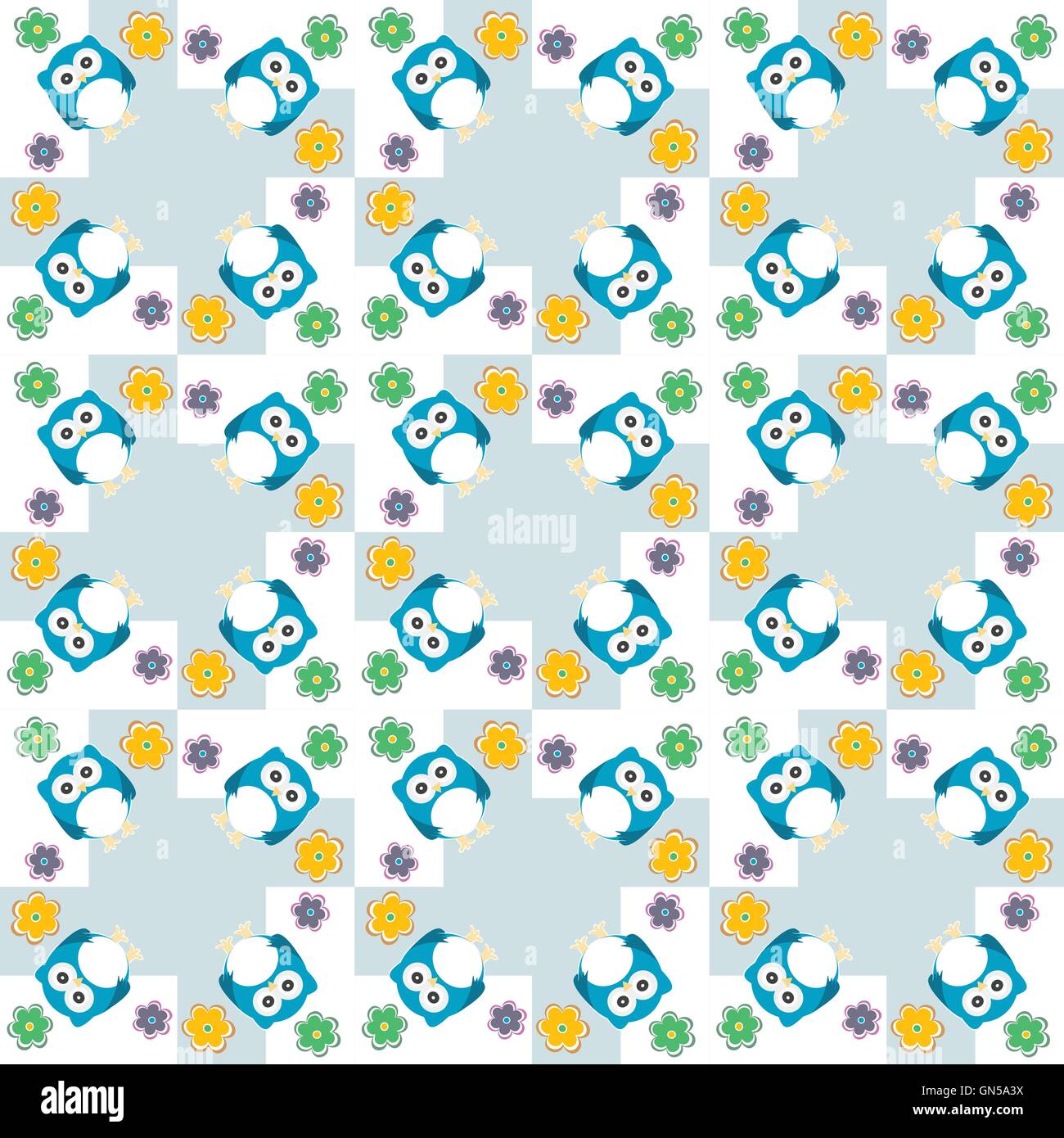 seamless cute cartoon owls illustration background Stock Vector Image ...