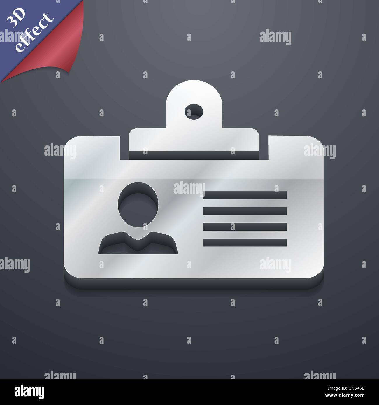 Identification card icon symbol. 3D style. Trendy, modern design with ...