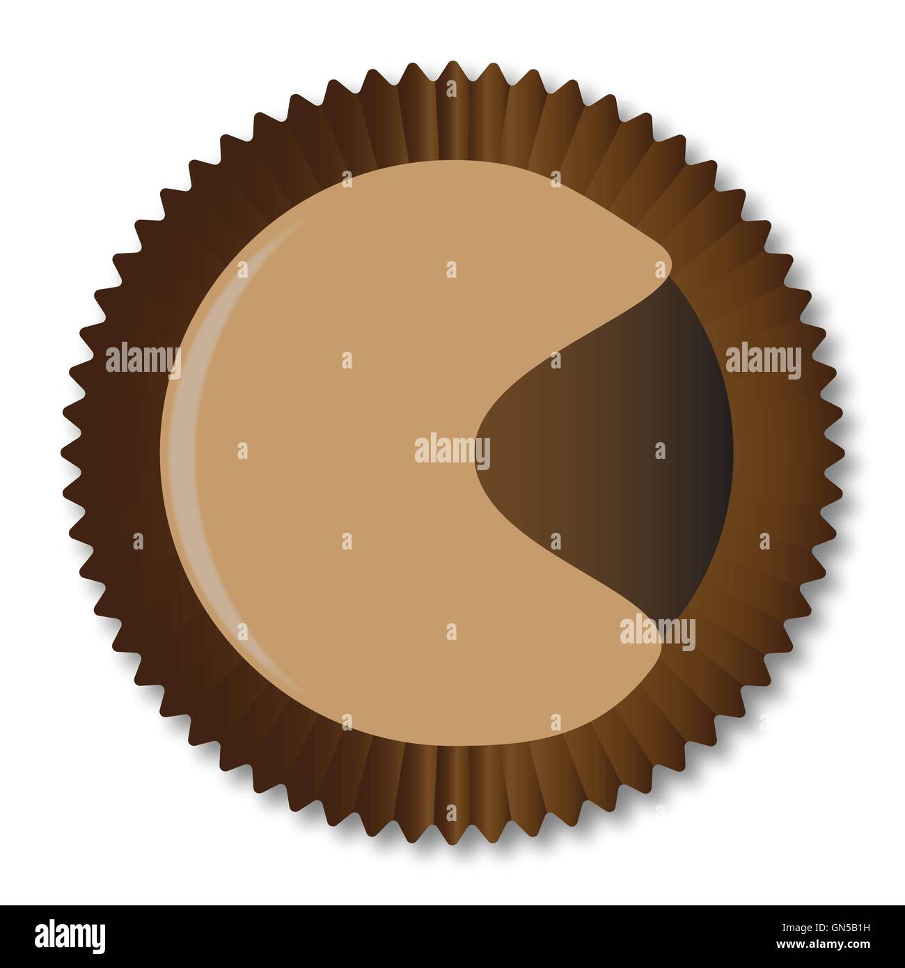 A typical moon shape chocolate from a chocolate box selection over a