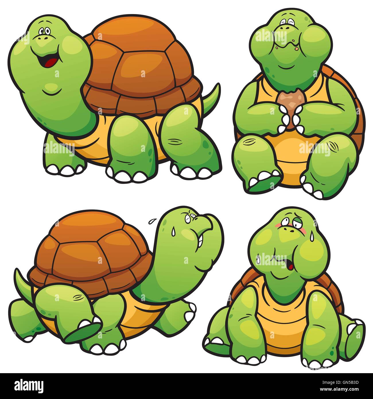 Vector illustration of Cartoon Turtle Character Set Stock Vector