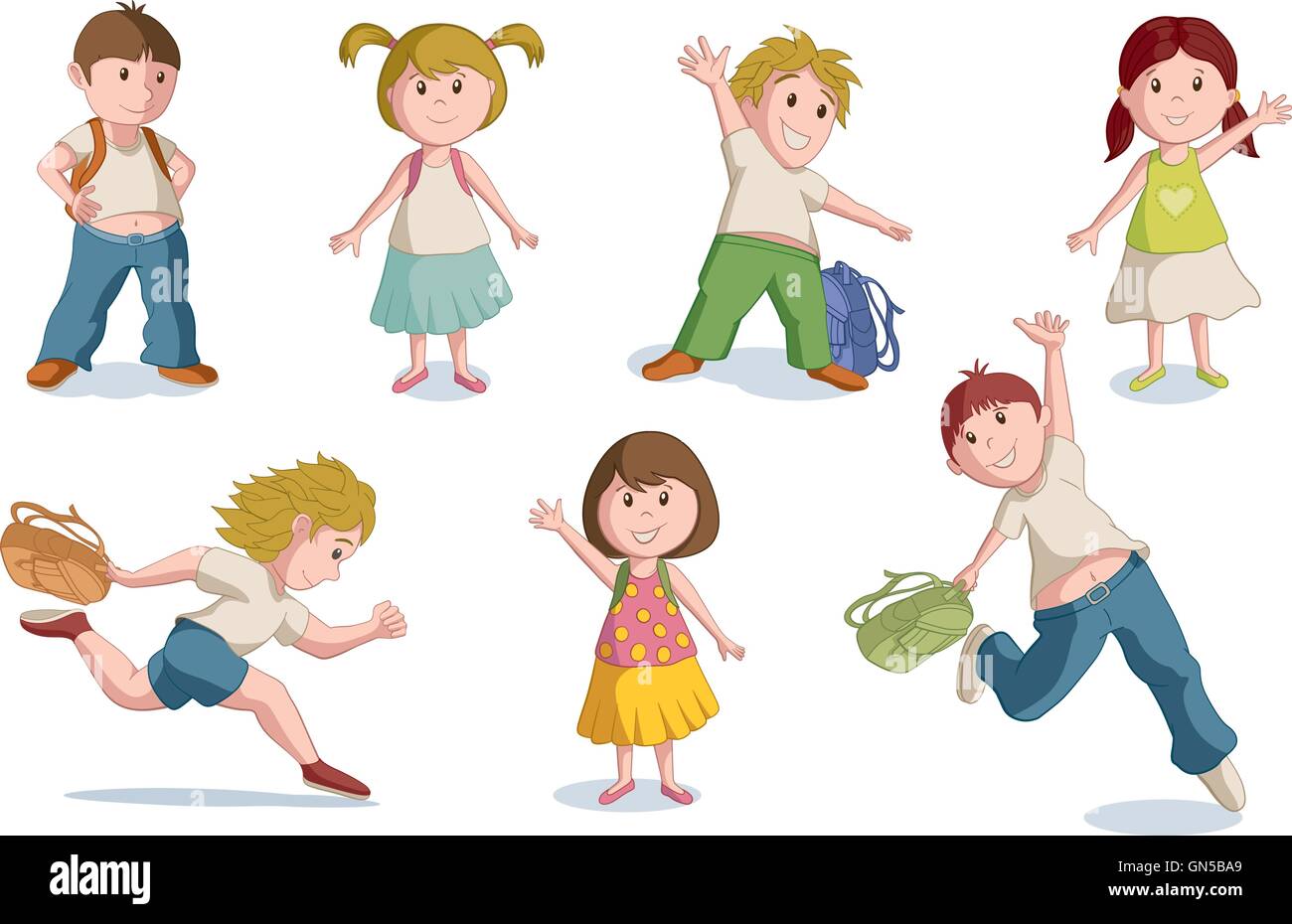 Vector illustration of school children. Global CMYK color Stock Vector ...