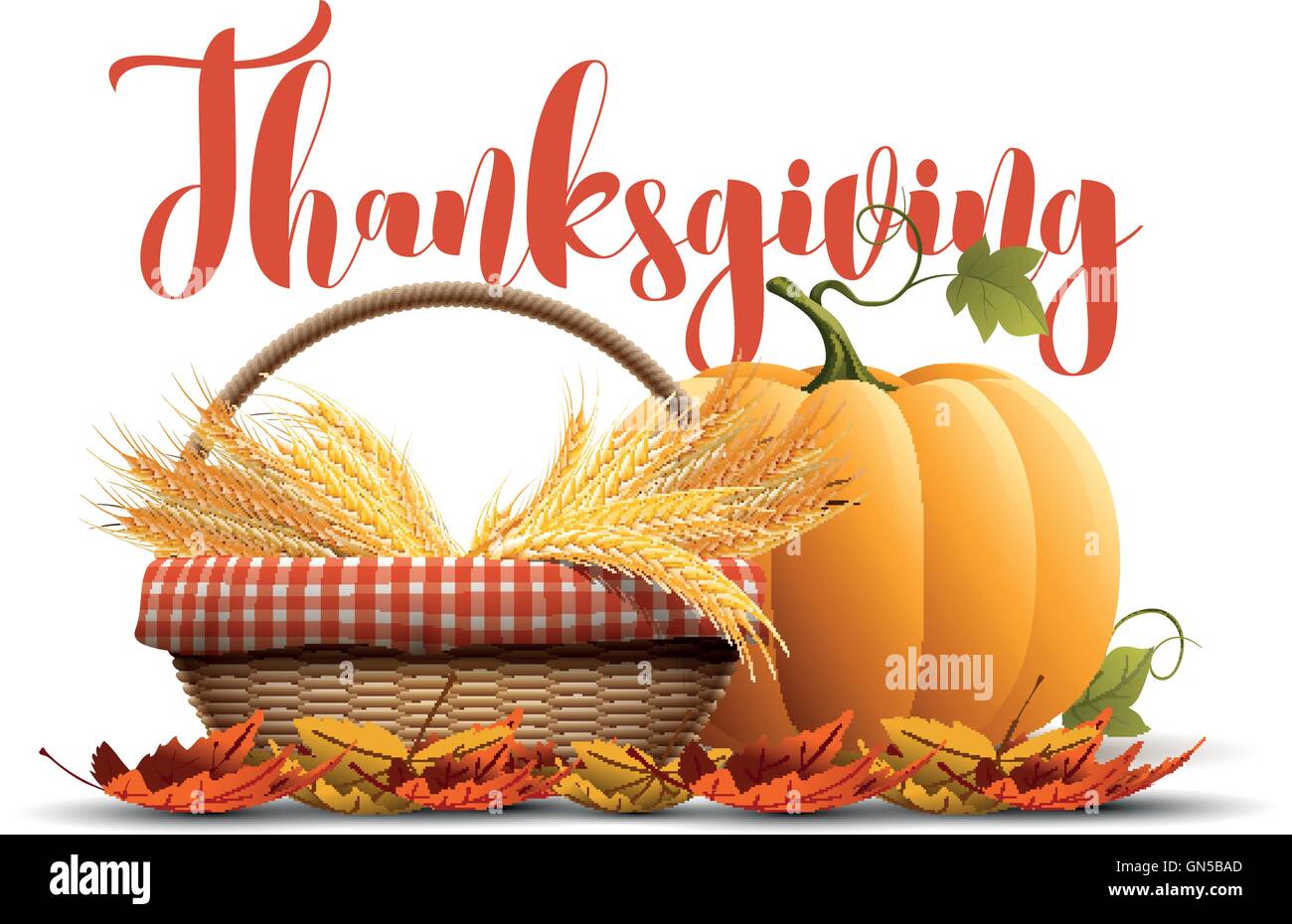 Vector autumn thanksgiving poster design template. Elements are layered separately in vector file. Stock Vector