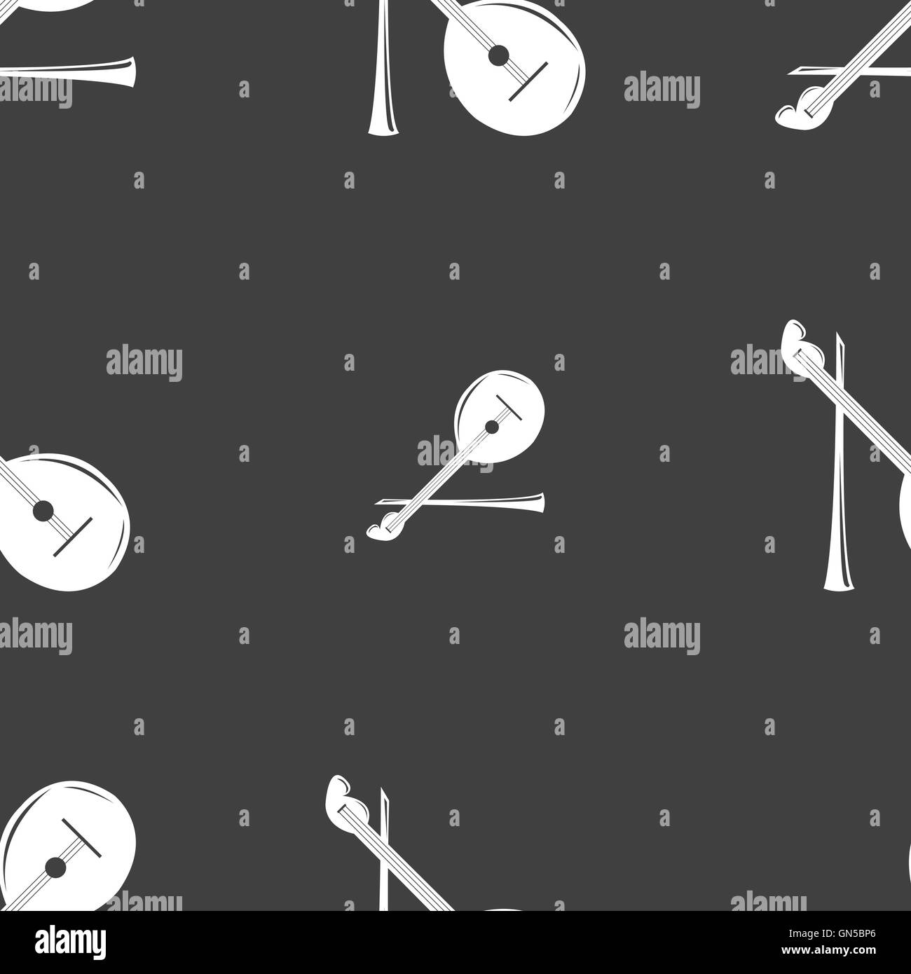 Balalaika icon sign. Seamless pattern on a gray background. Vector ...