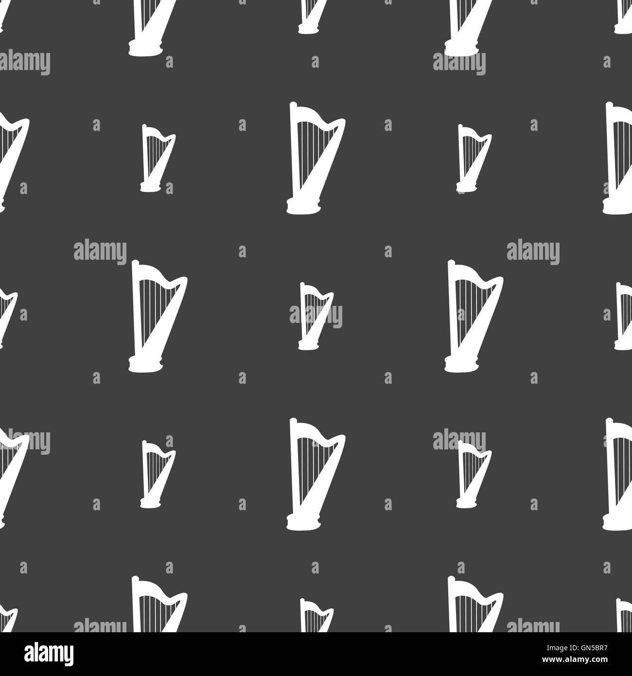 harp icon sign. Seamless pattern on a gray background. Vector Stock ...