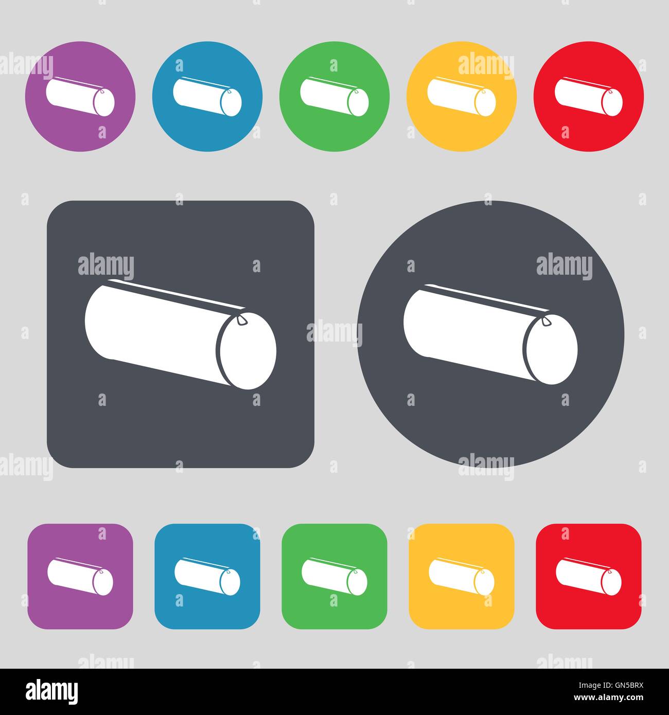 pencil case icon sign. A set of 12 colored buttons. Flat design. Vector ...