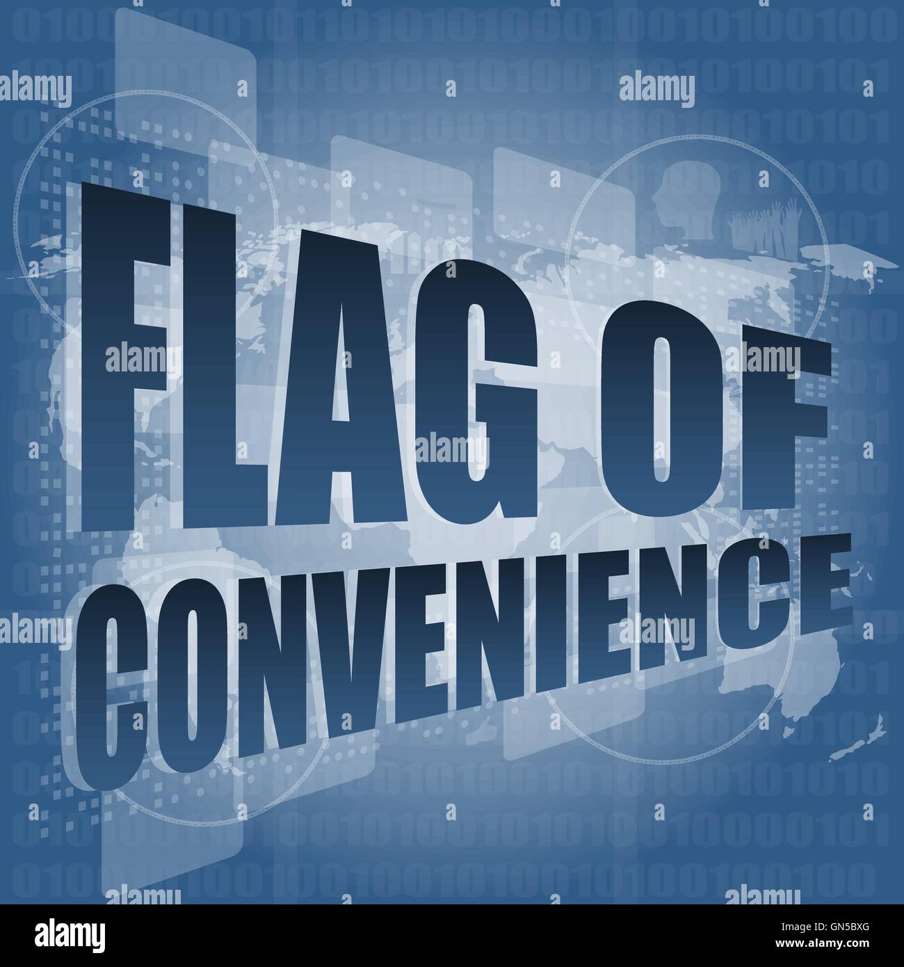 flag of convenience word on digital touch screen vector illustration
