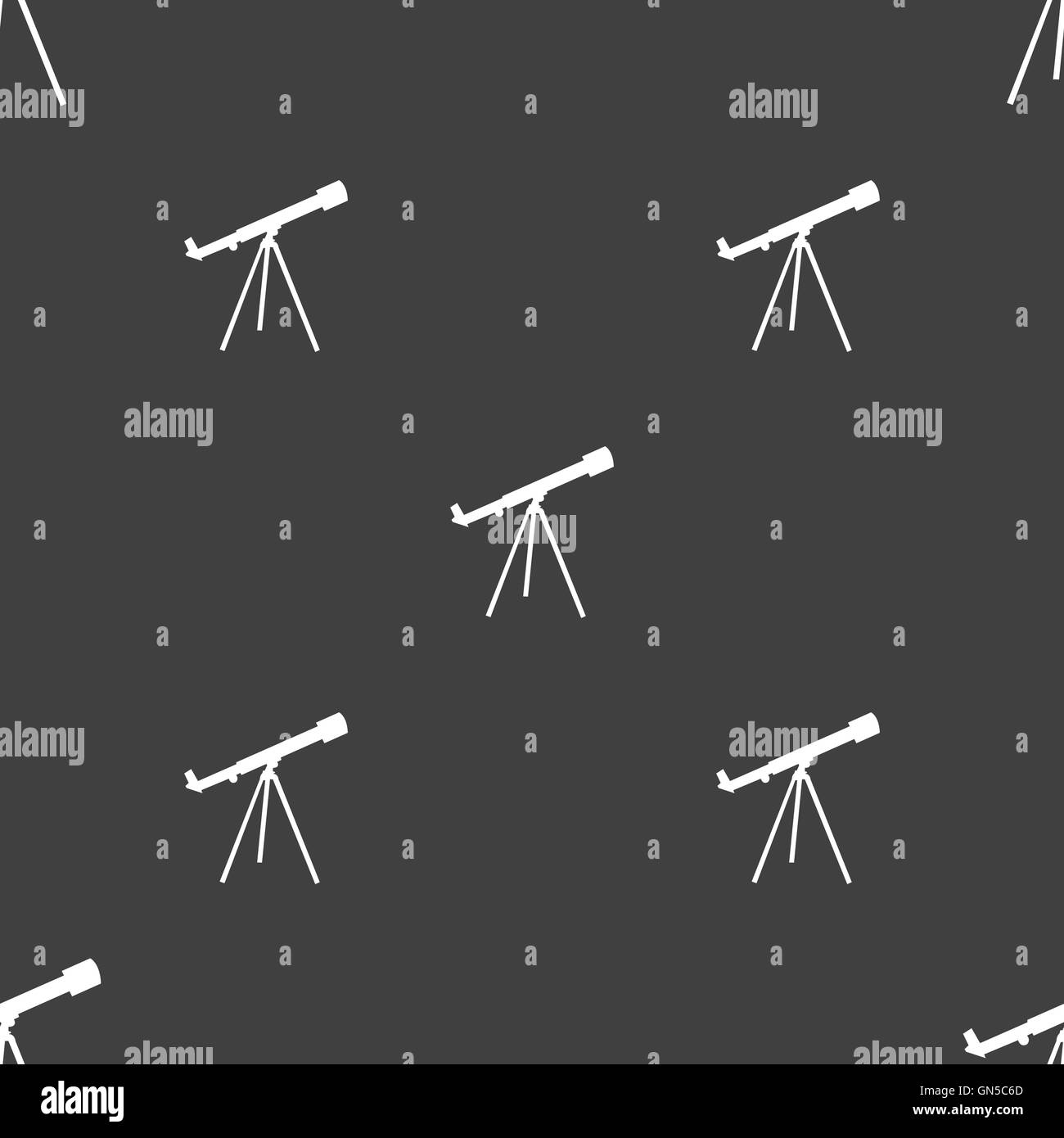 Telescope icon sign. Seamless pattern on a gray background. Vector ...