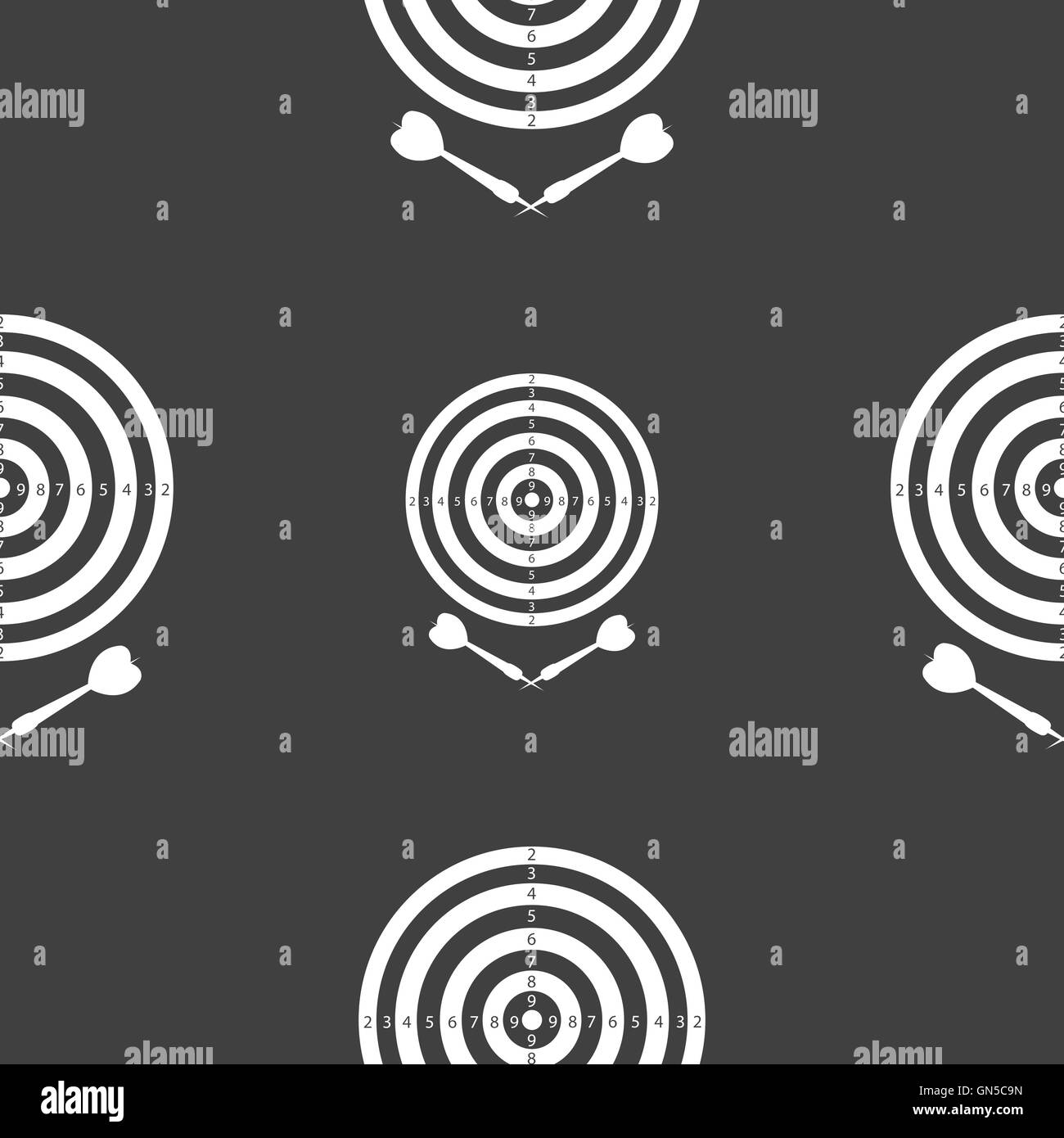 darts icon sign. Seamless pattern on a gray background. Vector Stock Vector