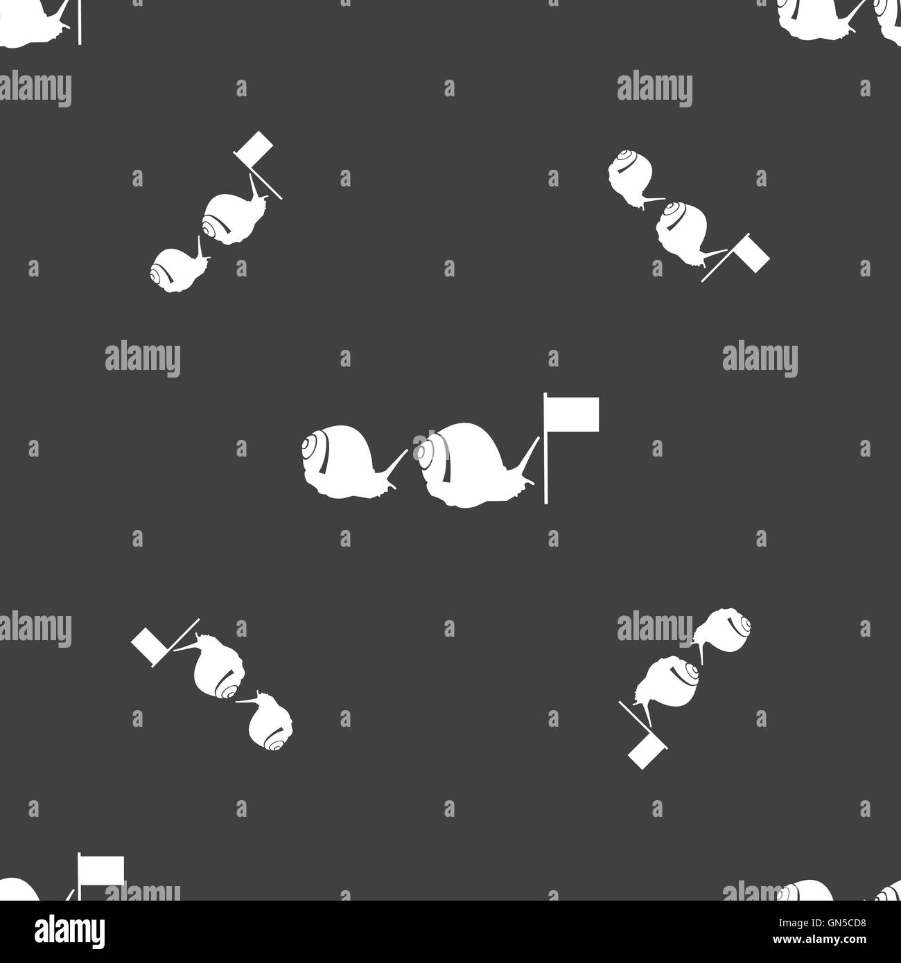 Fast snail icon sign. Seamless pattern on a gray background. Vector ...