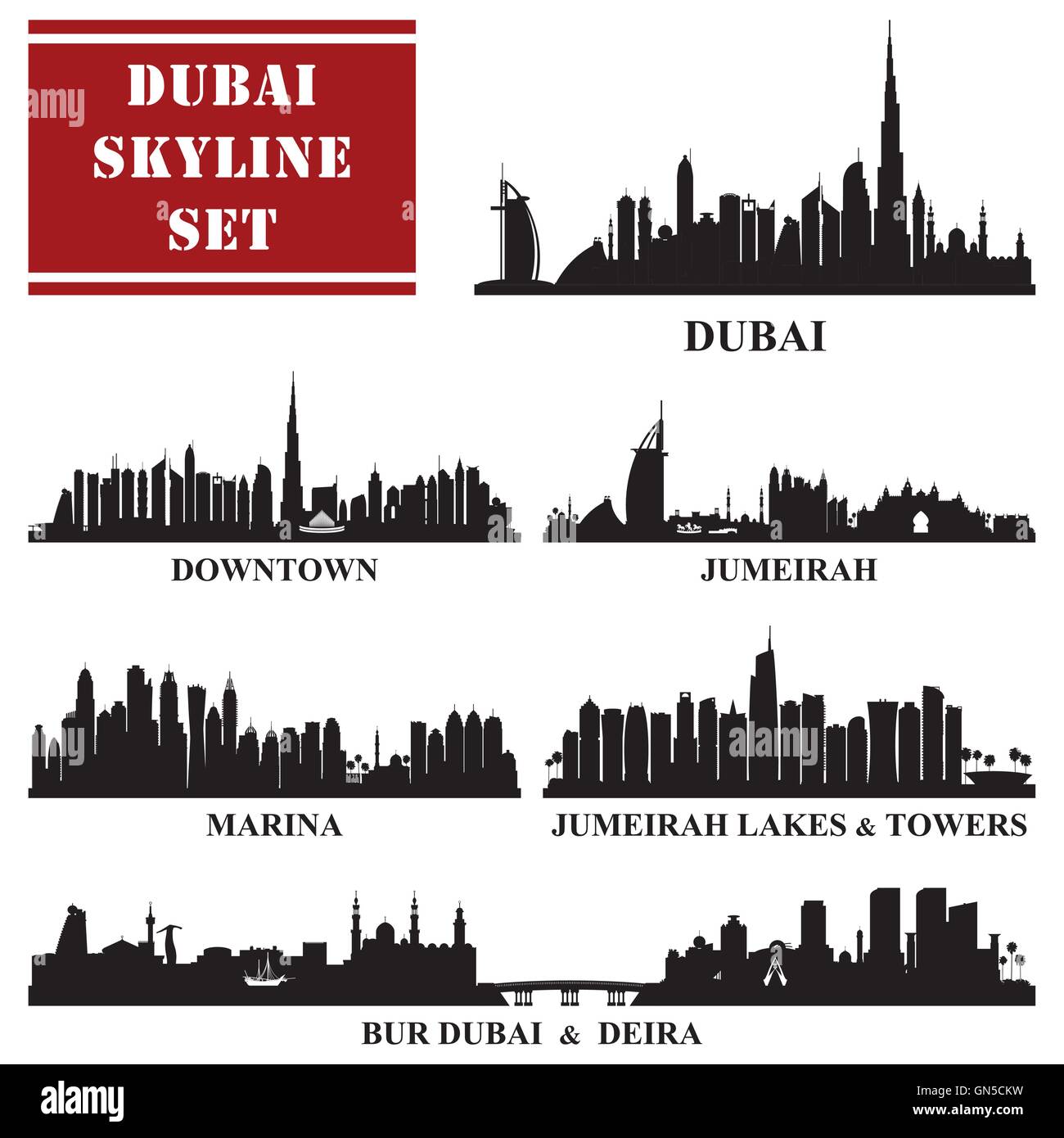 Set of Dubai districts Stock Vector Image & Art Alamy