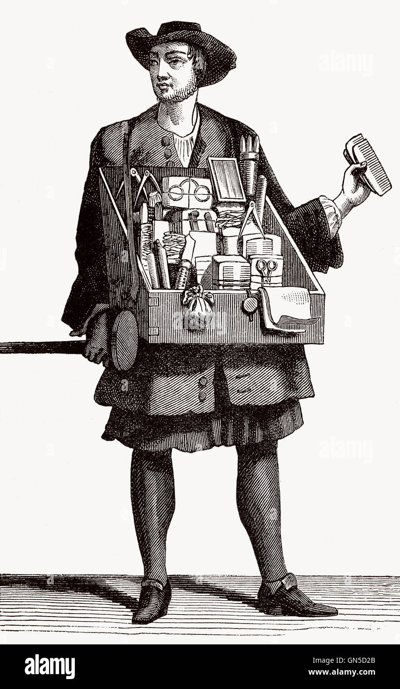 A haberdasher, about 1680 Stock Photo