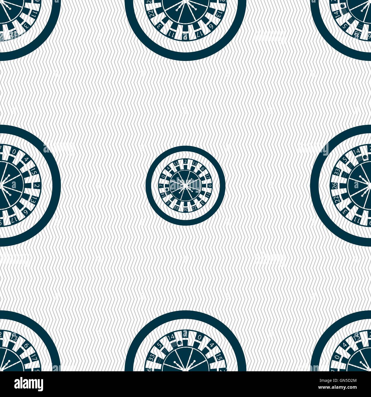 casino roulette wheel icon sign. Seamless pattern with geometric texture. Vector Stock Vector