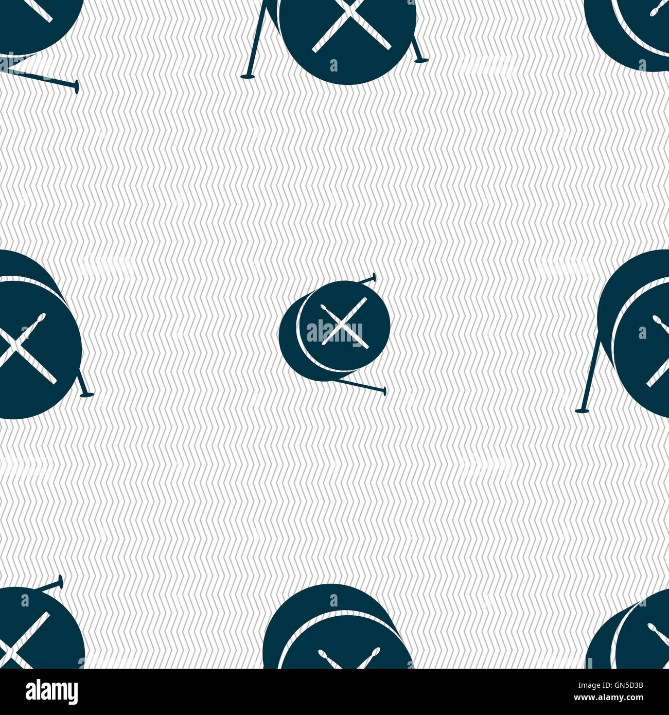 Drum icon sign. Seamless pattern with geometric texture. Vector Stock Vector